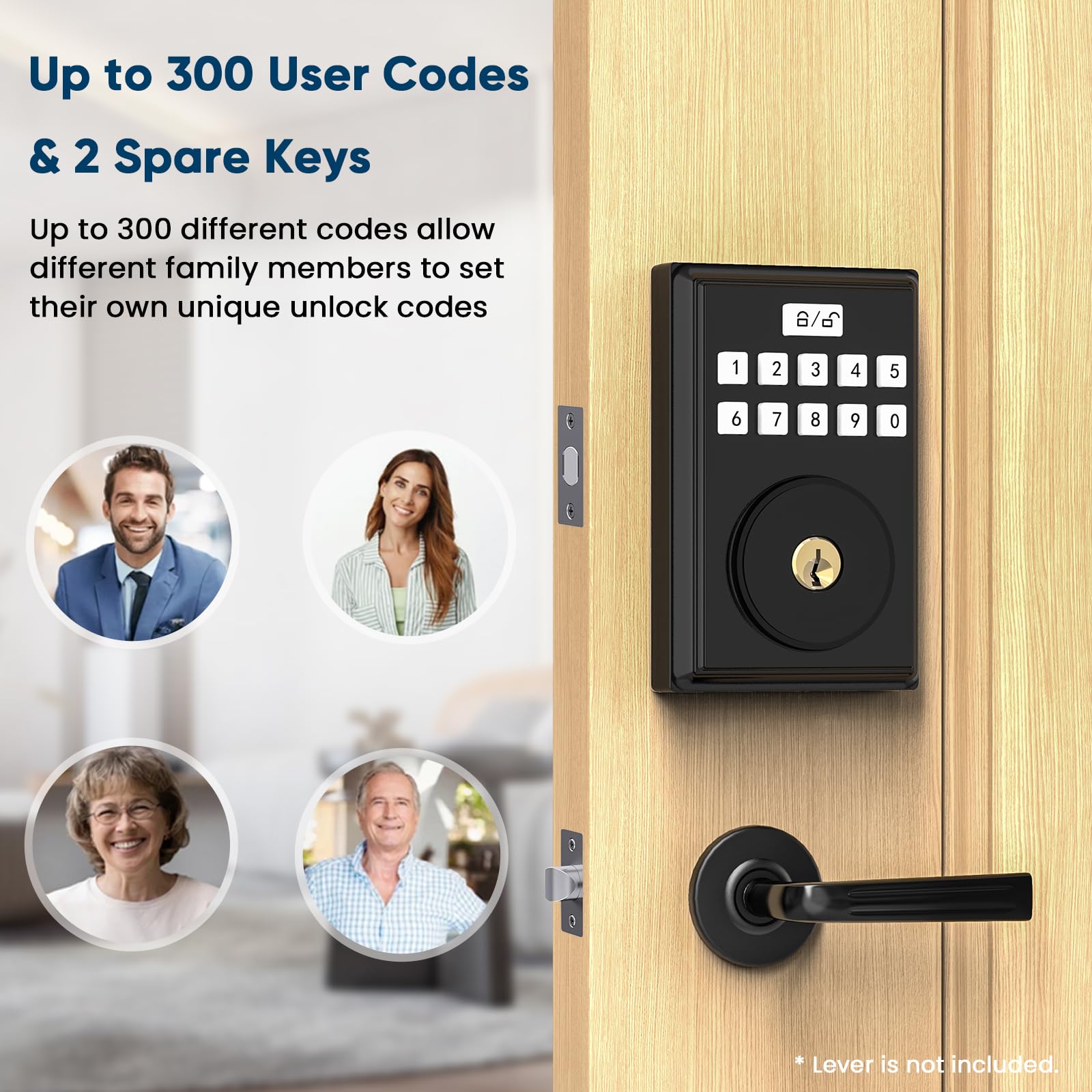 Ocdr Keyless Entry Door Lock For Front With Code, Deadbolt Locks With Electronic Keypad, Anti-Peeping Password, Easy Installation, Matte Black01
