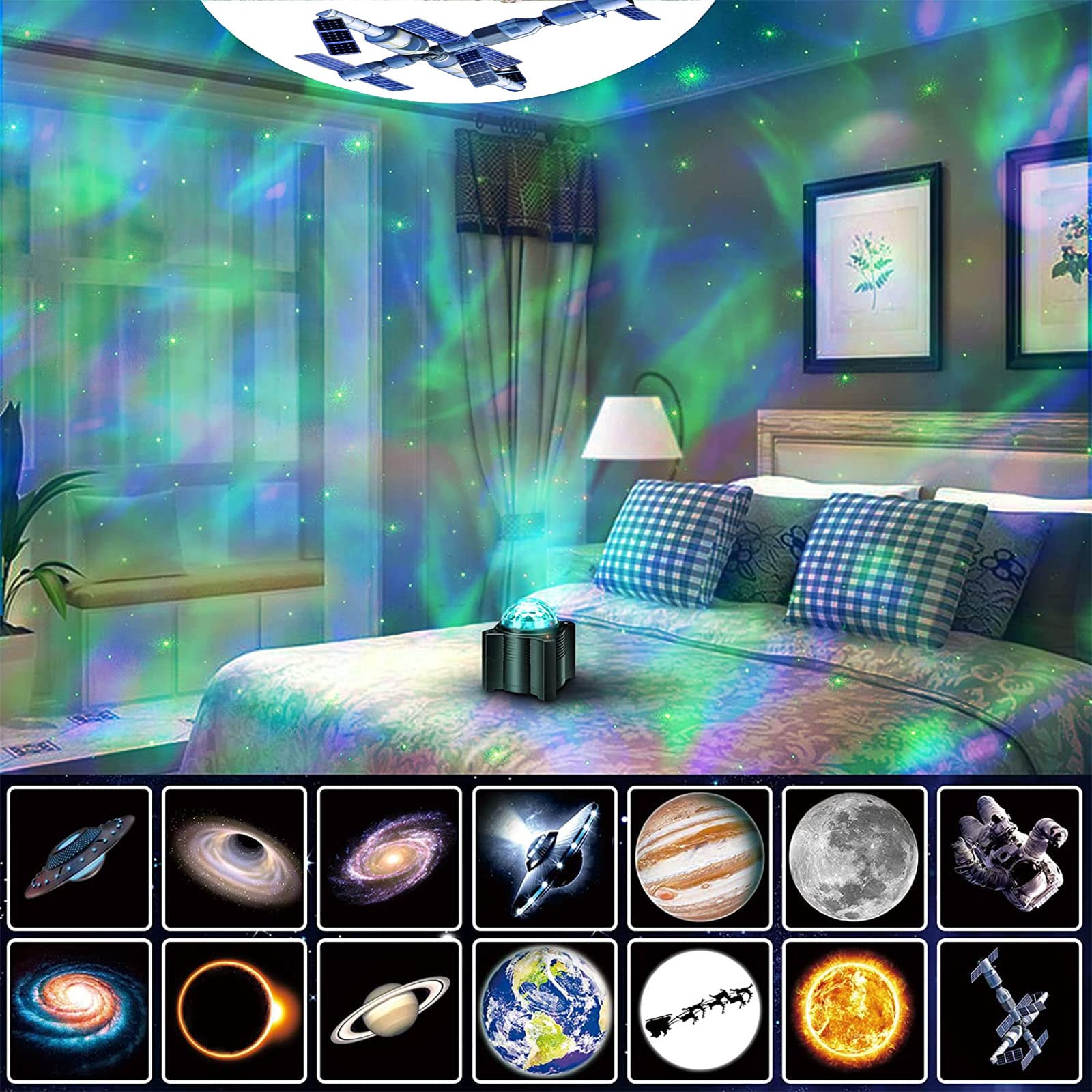 Wanrayw Star Projector, 15-In-1 Night Light With Remote Control, Galaxy Light With Bluetooth Speaker For Bedroom, Game Room, Parties