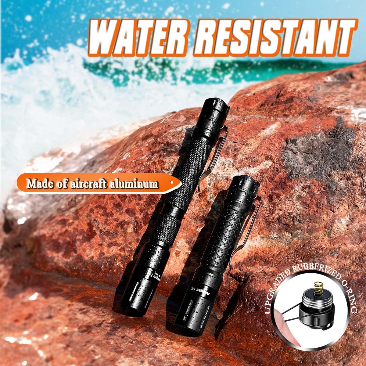 Ansyper Cc Mini Flashlight 3 Modes Small Flashlights Led Powerful High Lumens Tactical Pen Light With Clip,Slim Portable Pocket Compact Torch For Emergency Inspection Aaa Battery Water-Resistant(3.4 & 5.2 Inch)