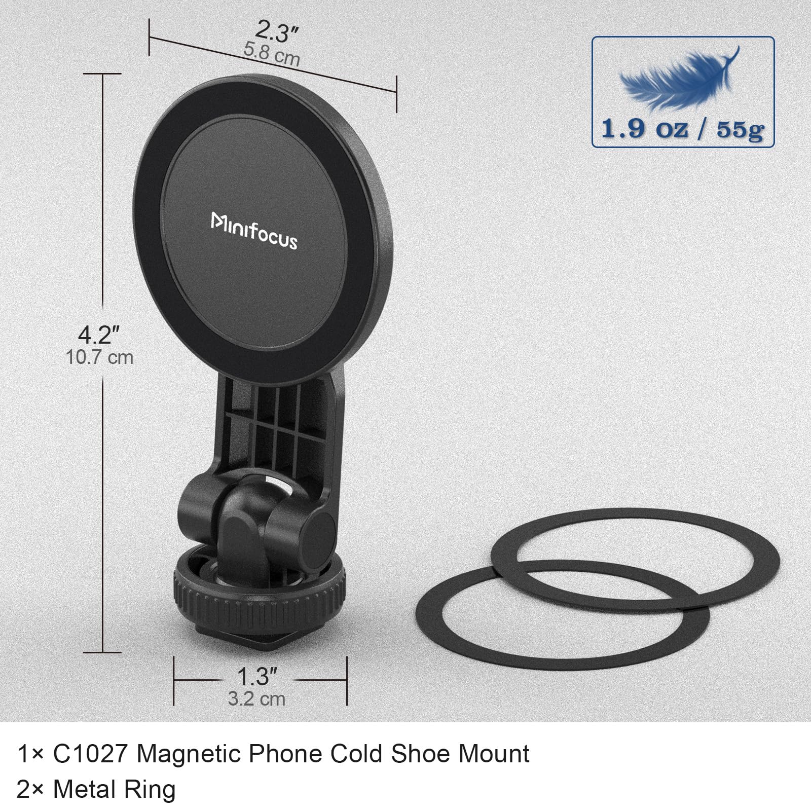 Minifocus Magnetic Tripod Phone Mount Adapter With Cold Shoe, Compatible With Magsafe For Iphone 16/15/14/13/12 Series, Magnet Phone Holder For Camera, Tripod, Ring Light, Selfie Stick