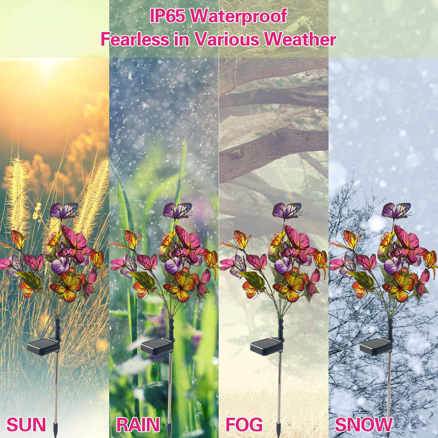 Igrark Solar Lights Outdoor Garden Butterfly Decorative Solar Stake Lights With Butterflies 2 Pack Decor Powered Waterproof For Garden Yard Pathway