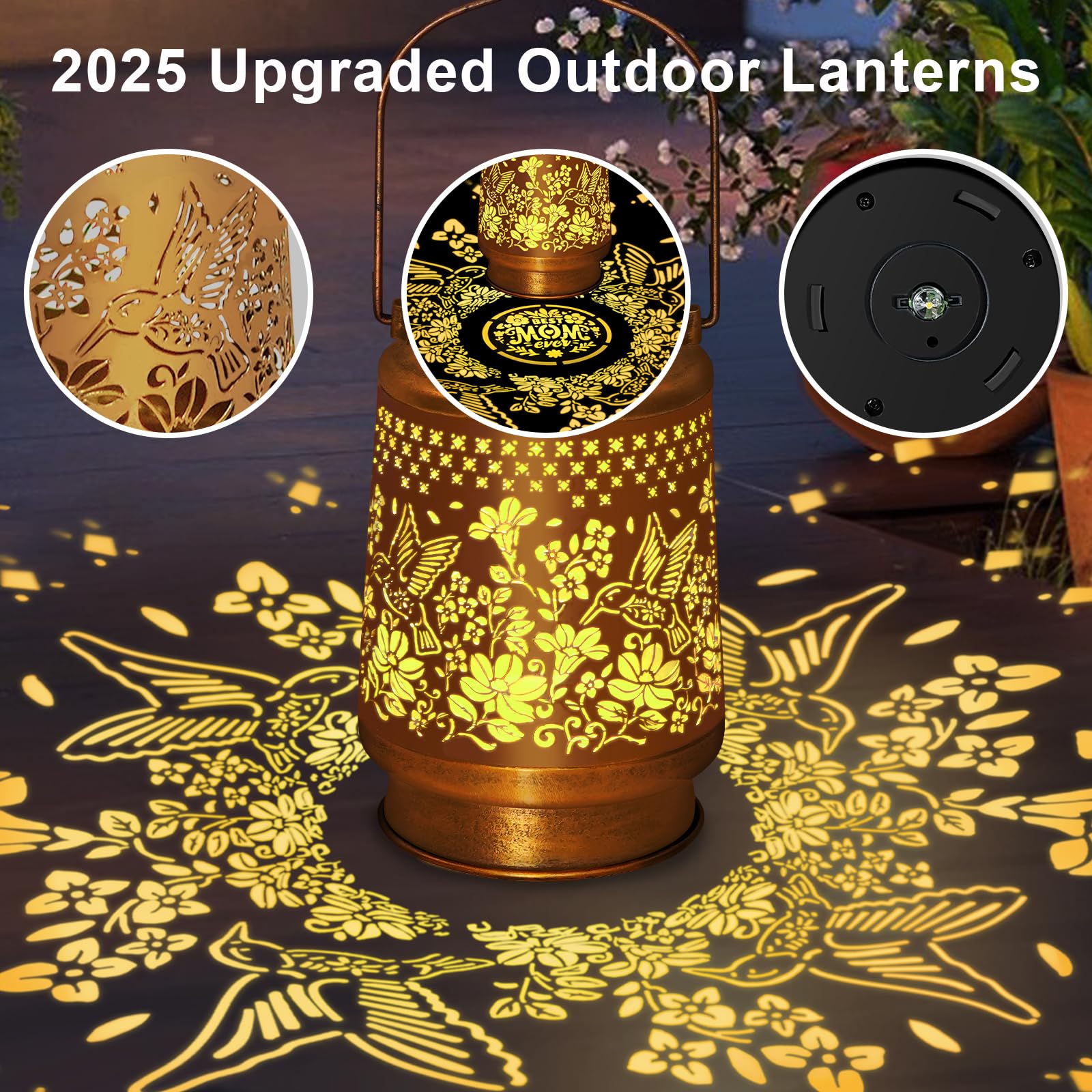 Ostritec Hummingbird Solar Lanterns Outdoor Waterproof, Hanging Solar Lights Garden Decor, Metal Garden Lights For Yard, Patio, Lawn, Landscape,  For Women Mom Grandma, Mother’S Day, Birthday