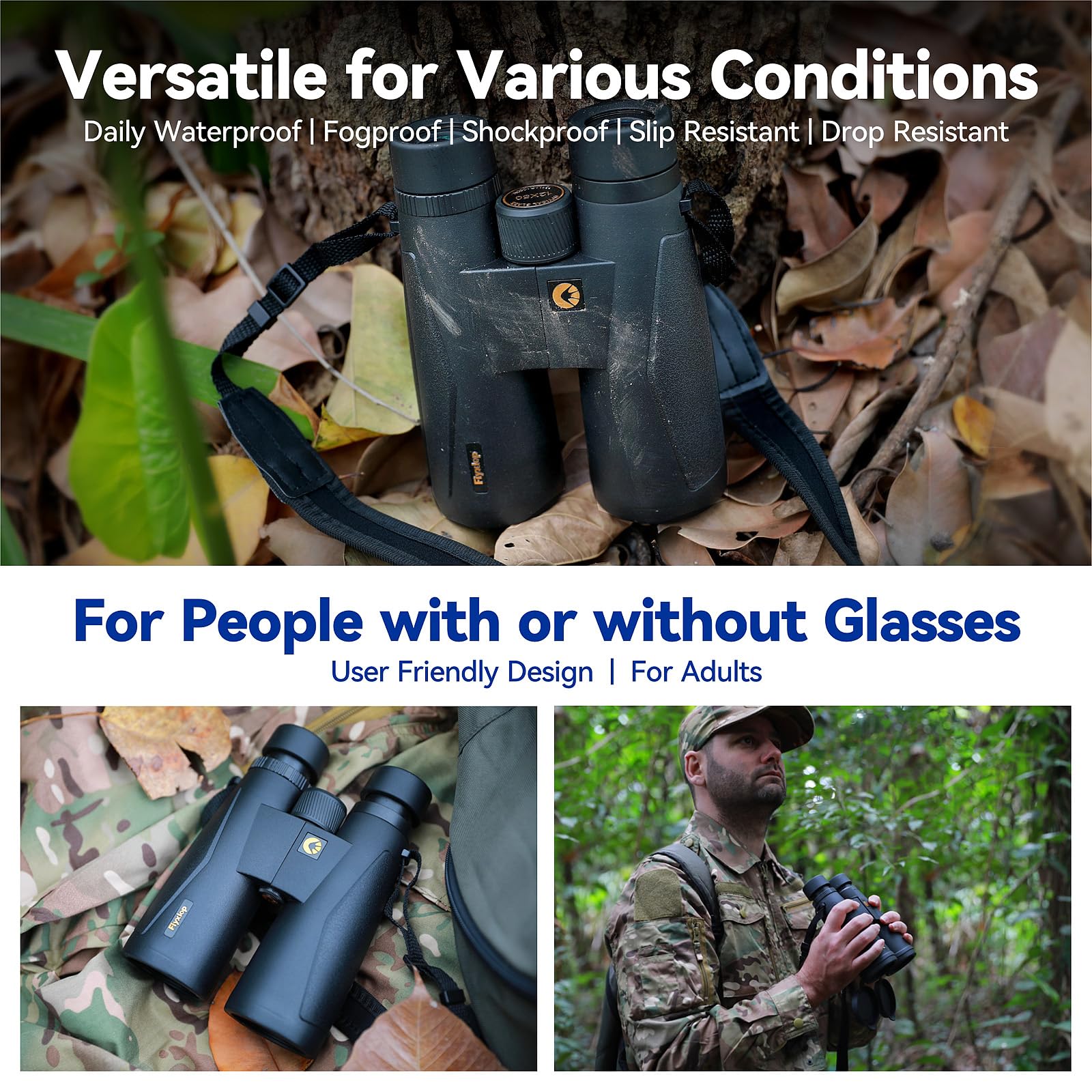 Fiyxlop 12X50 Plus Hd Binoculars For Adults High Powered - 3Rd Generation Bak4 Prism And Fmc Lens, Phone Adapter + Tripod For Bird Watching, Hunting, Hiking, Wildlife Observation