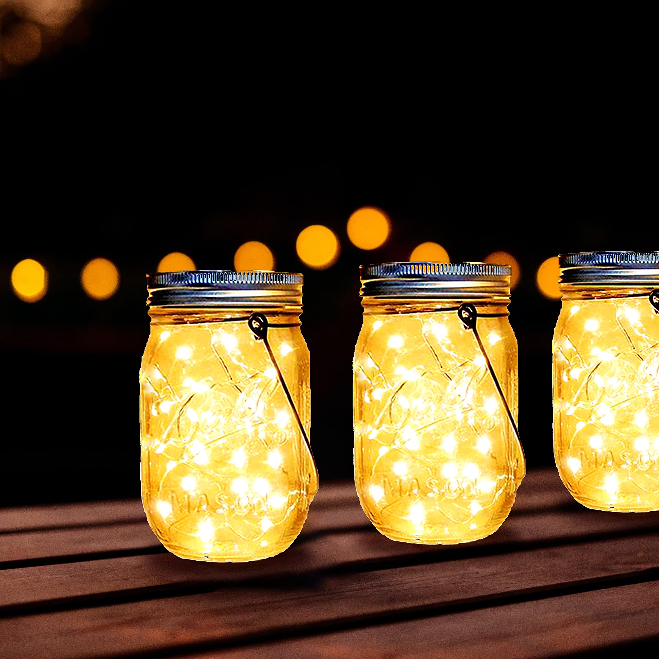 Ostritec Solar Mason Jar Lights Lids, 12 Pack 30 Led Fairy Lights(Jars Not Included), Outdoor Hanging Mason Jar Solar Lights, Fairy In A Jar Firefly Lights For Patio Garden Table Decor