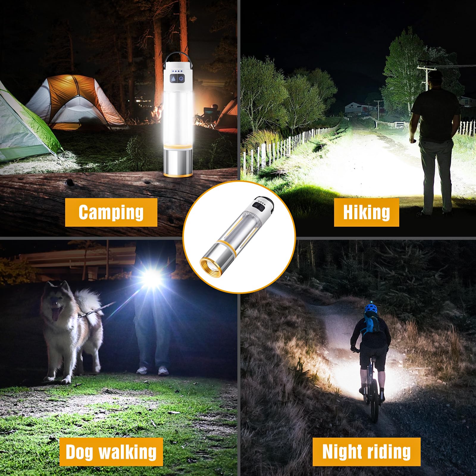Ciwuzxs Flashlight With Magnetic Base 10000 Lumens, Led Tactical Flashlight With Zoomable, 6 Modes, Cob Light For Camping, Hiking Emergencies Home Outdoor Use