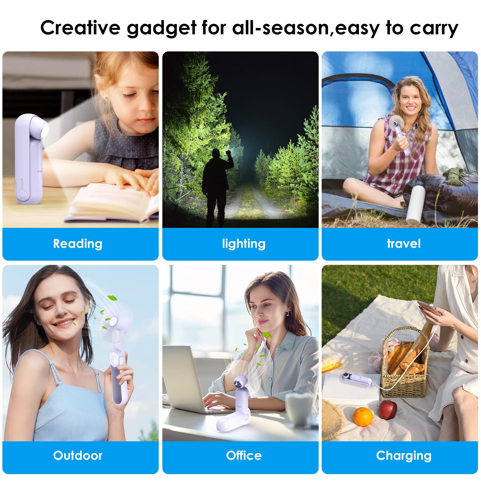 Compact 4-in-1 personal fan with power bank and foldable design for everyday convenience Koospark