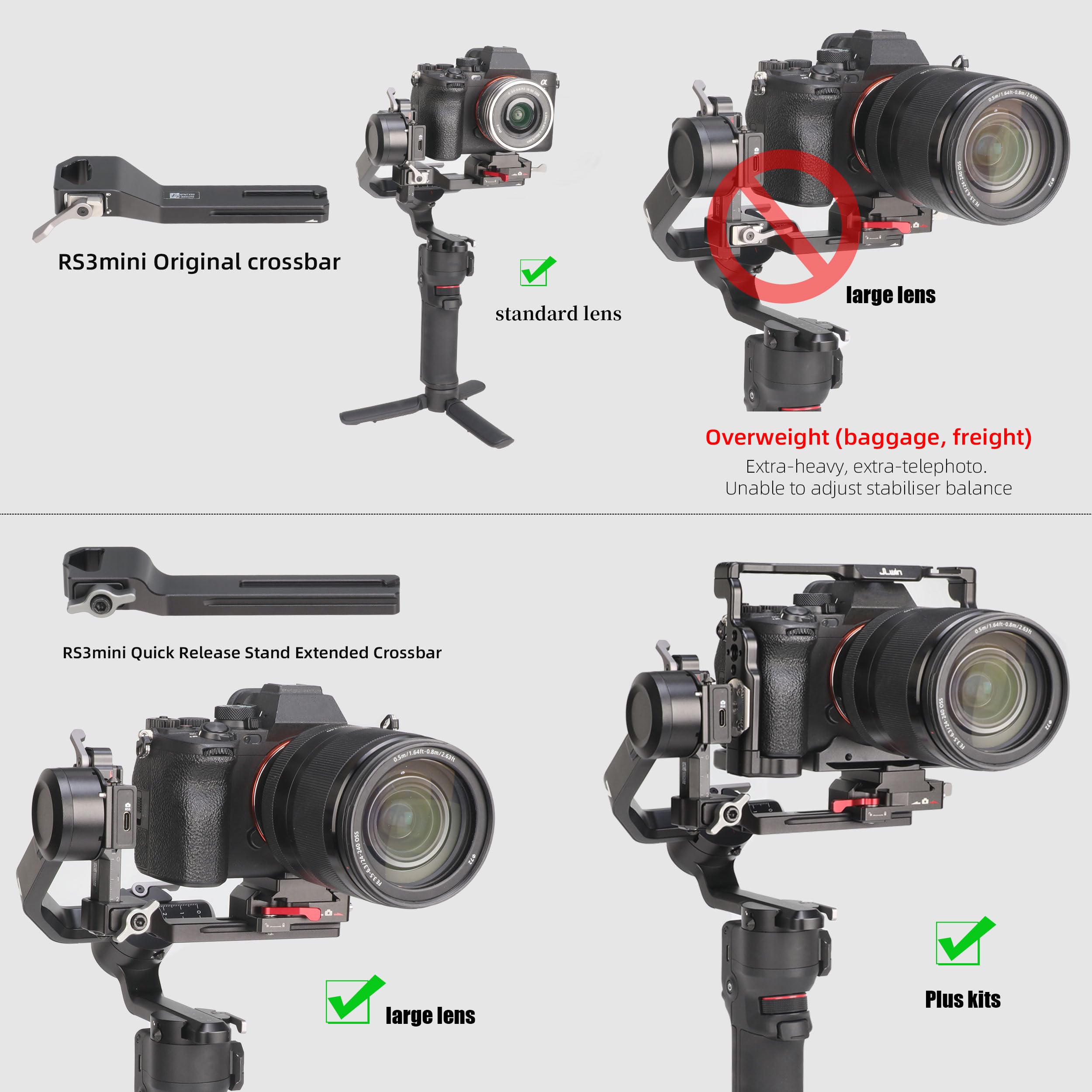 Fotga 150Mm/5.5Inch Horizontal Extension Arm Crossbar Stabilizing Bar Mount Plate For Dji Ronin Rs 3 Mini Gimbal