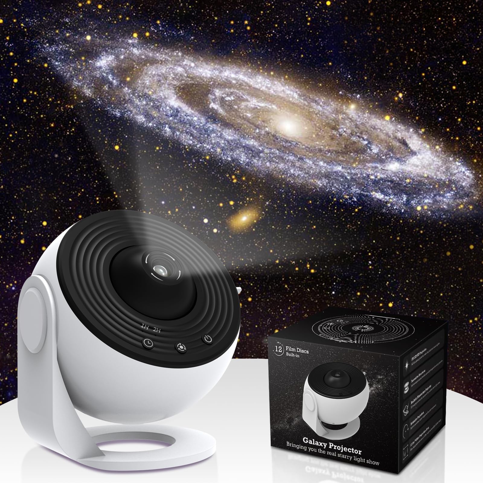 Jiayuna 12 In 1 Planetarium Galaxy Projector - Star Projector For Bedroom - 360° Rotating Nebula Projector Lamp,Timed Starry Night Light Projector For Kids,Home Theater, Ceiling, Room Decoration