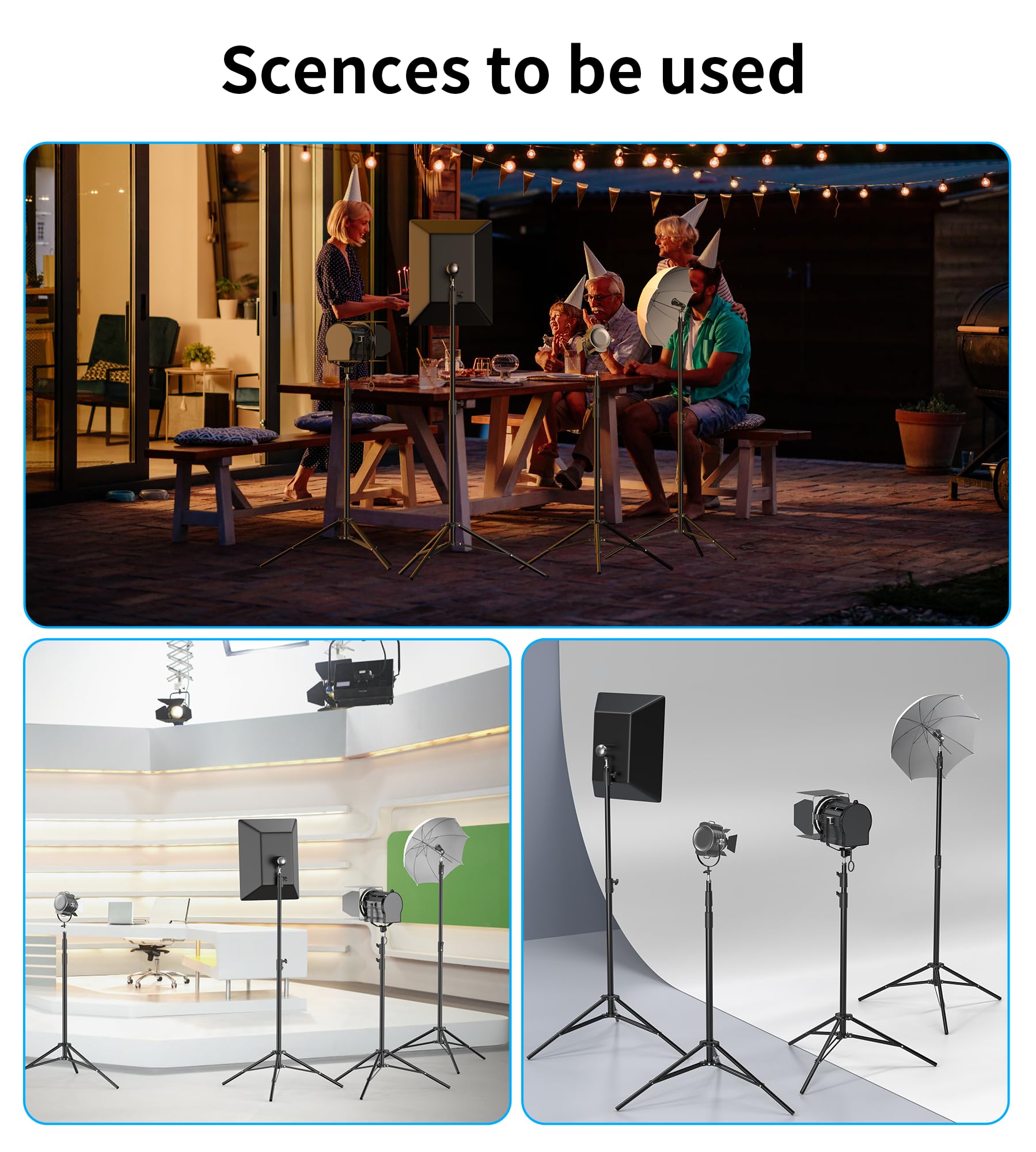 Zecti Light Stand Photography 110/9.2Ft Inches Photo Video Light Tripod Stand With Cellphone Clip Adapter With Both 1/4 And 3/8 Screw Holes Mount