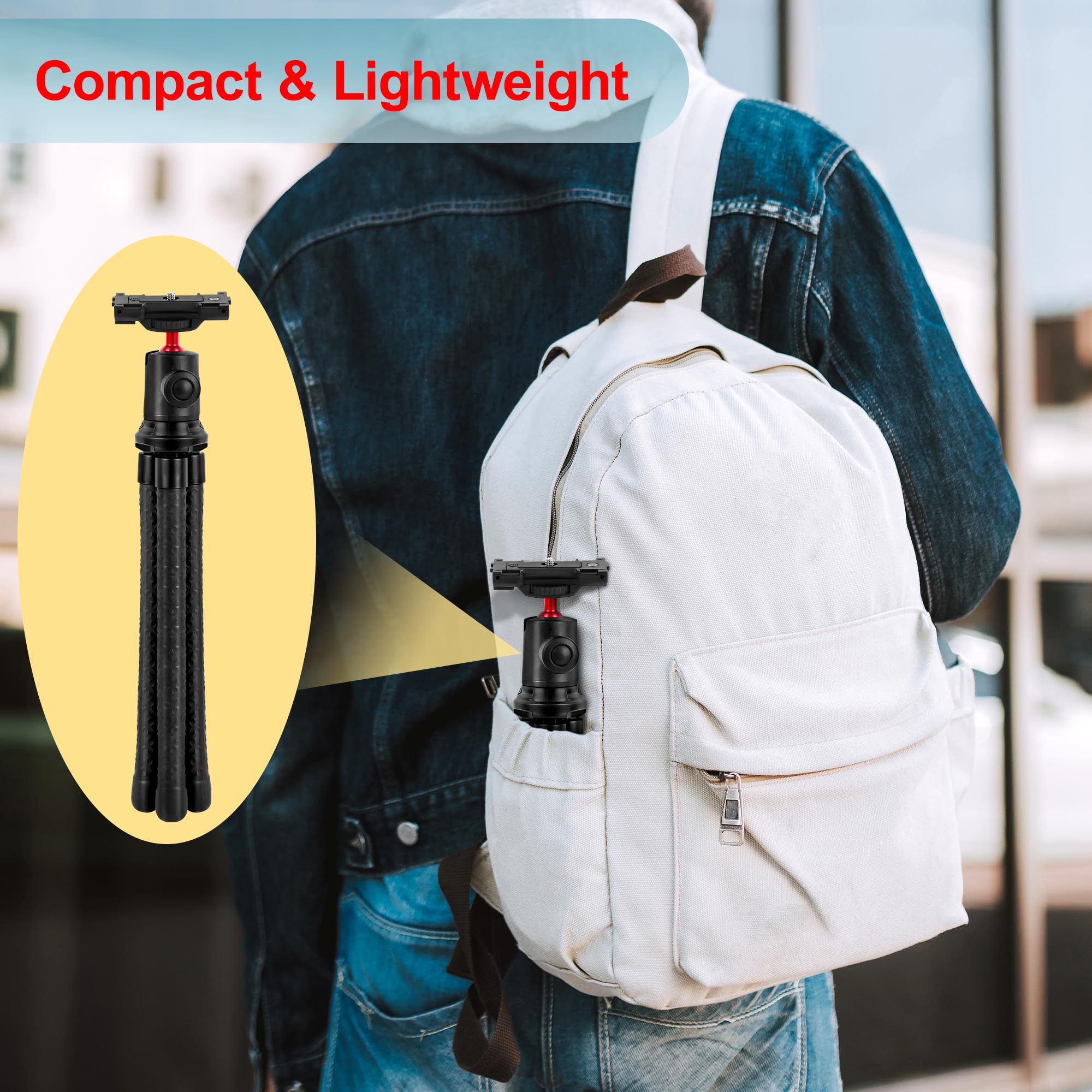 Zeadio Flexible Camera Tripod Kits, With 360° Ball Head Cold Shoe Mount, Portable Vlog Travel Selfie Stick Handle Grip For Cameras Sport Camera Dslr