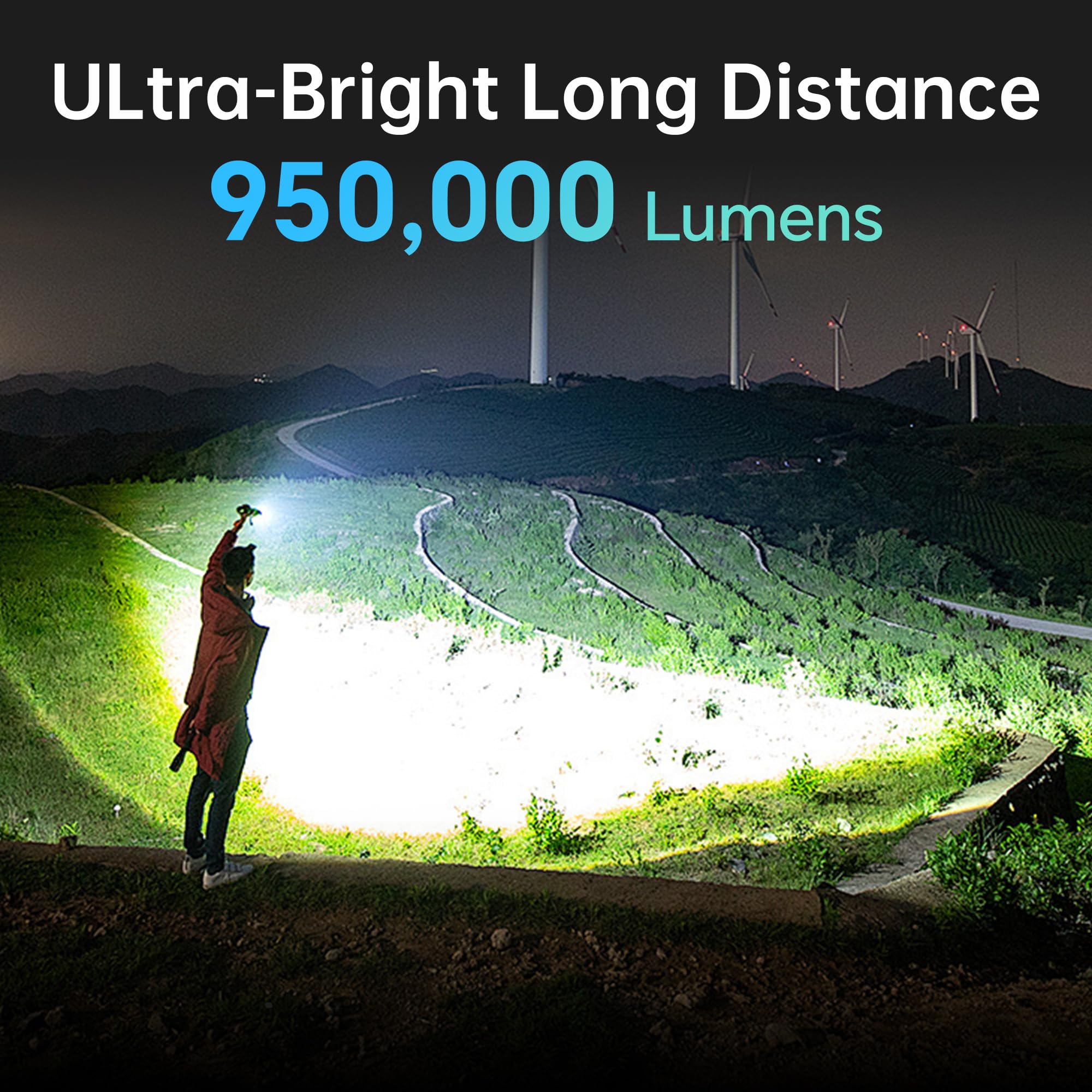 Trixhub Rechargeable Flashlights High Lumens, 950,000Lm Super Bright Flash Light, 5 Modes Zoomable Linternas With Lcd Digital Display, Powerful Handheld Led Flashlights For Emergencies Camping