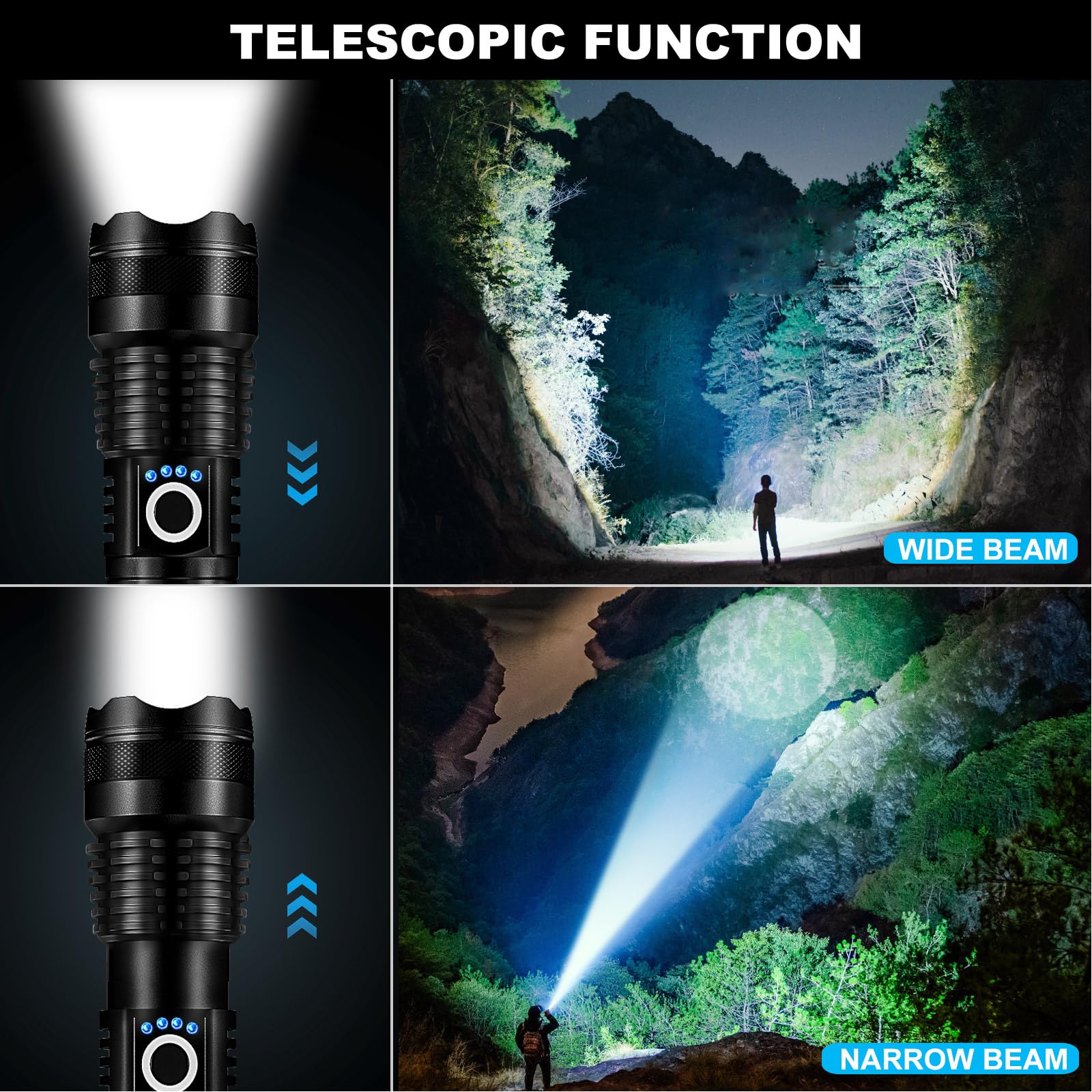 Mixilin 3 Pack Rechargeable Led Flashlights High Lumens, 990,000Lm Super Bright Flashlight, Adjustable 5 Modes Powerful Flash Light With Usb Cable, Waterproof Handheld Flashlight For Home Camping Emergencies