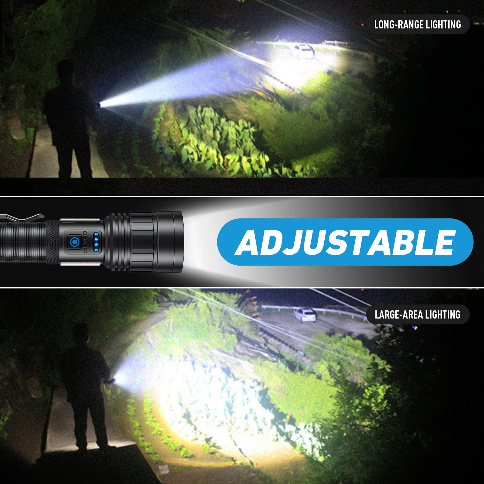 Bercol Rechargeable Flashlights High Lumen, 990,000 Lumens Super Bright Magnetic Flash Light, 7 Modes With Cob Work Light, Powerful Led Flashlight With Holster For Camping, Emergencies, Home