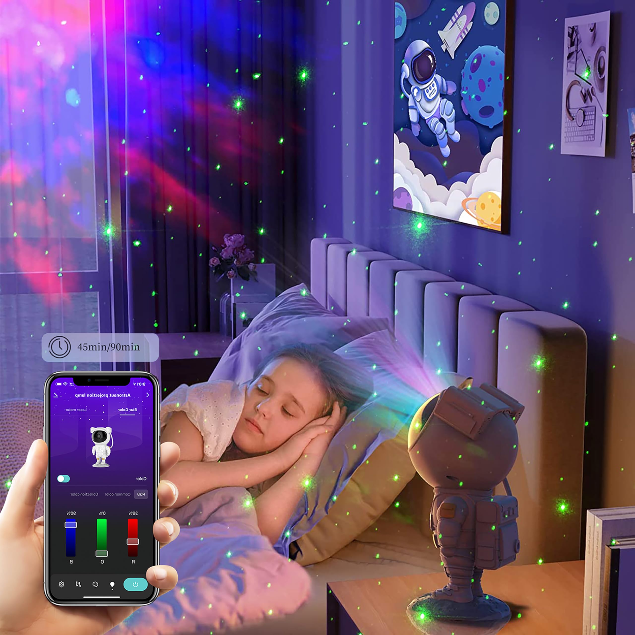 Joyradia Astronaut Star Projector Galaxy Night Light (App Control),Cosmic Spaceman Projector, Led Nebula Ceiling Lamp With Astronaut Theme (No Remote)