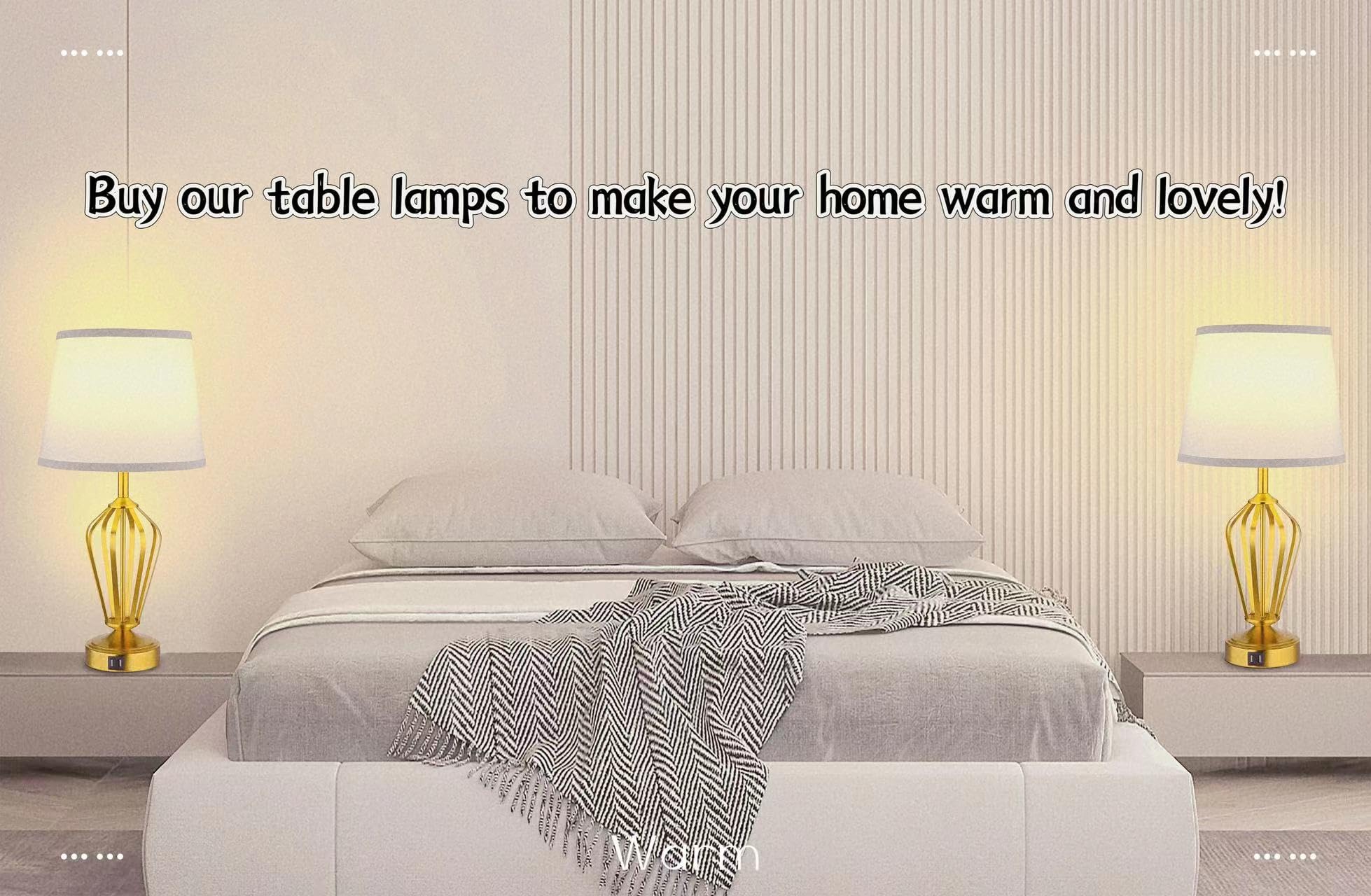 Ldeco Touch Table Lamps Set Of 2, Nightstand Lamp With Usb Ports Bedside 3 Way Touch Dimmer Desk Lamp For Living Room Bedroom,Gold Plated Spiral Cage Base Design Warm White Dimmer Bulbs Included.