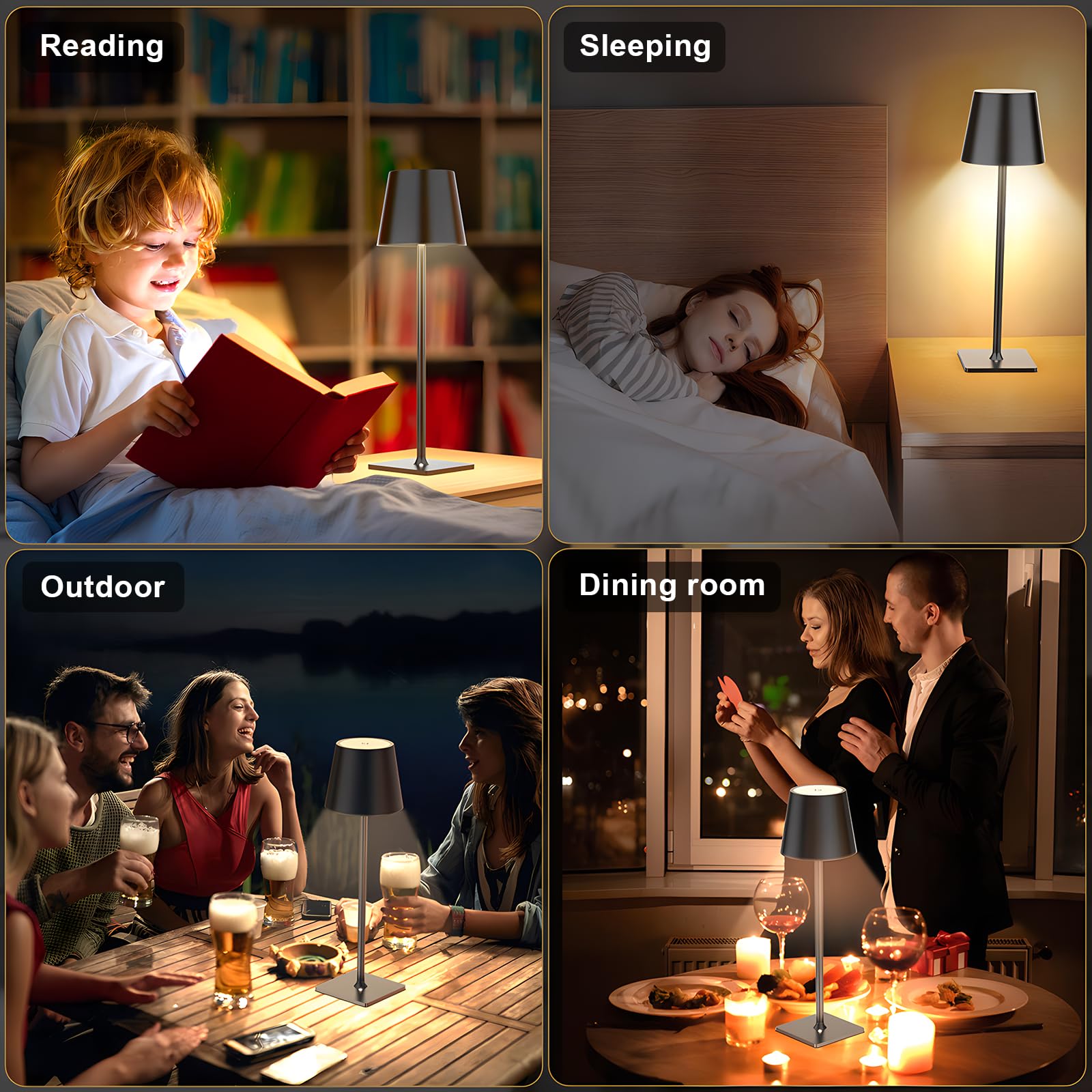 Mojimdo Cordless Table Lamp, Dimmable 64 Leds Desk Light [1700K/4500K/6000K With Stepless] 5000Mah Rechargeable Table Lamps For Living Room Bedroom Nightstand Beside Table Restaurant Party Cafe Bar