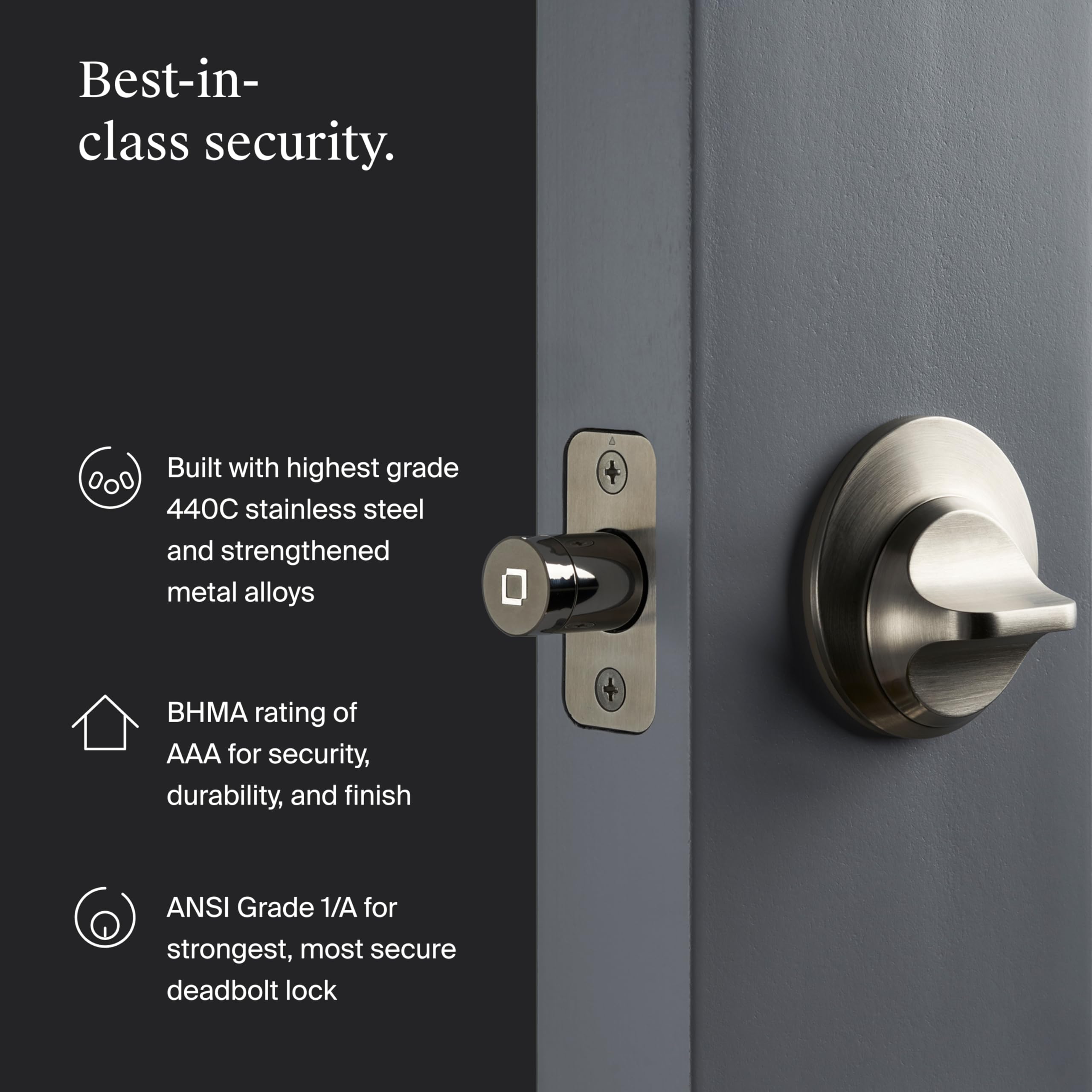 Level Lock+ (Matter) Smart Lock - World'S Smallest, Most Advanced Matter-Over-Thread Deadbolt Plus Apple Home Key - Keyless And Remote Access Via Apple, Alexa, Google Home, Smartthings (Matte Black)