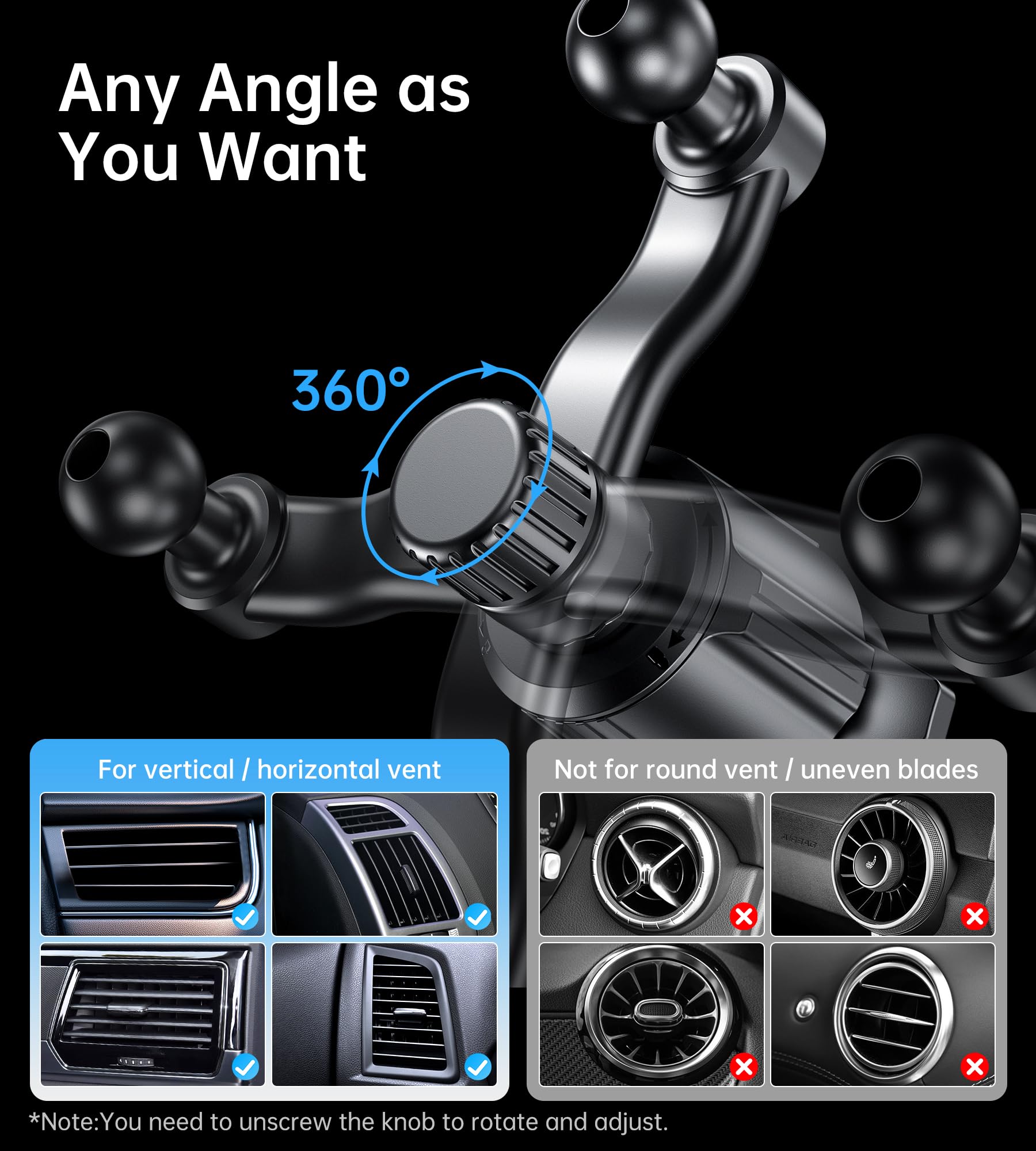 Gumosh For Qi2 15W Magsafe Car Mount Charger, [More Stable & Faster] Vent Magnetic Wireless Car Charger, Hands 360°Rotation Air Vent Phone Mount Holders For Iphone 16/15/14/13/12, With Charging Adapter