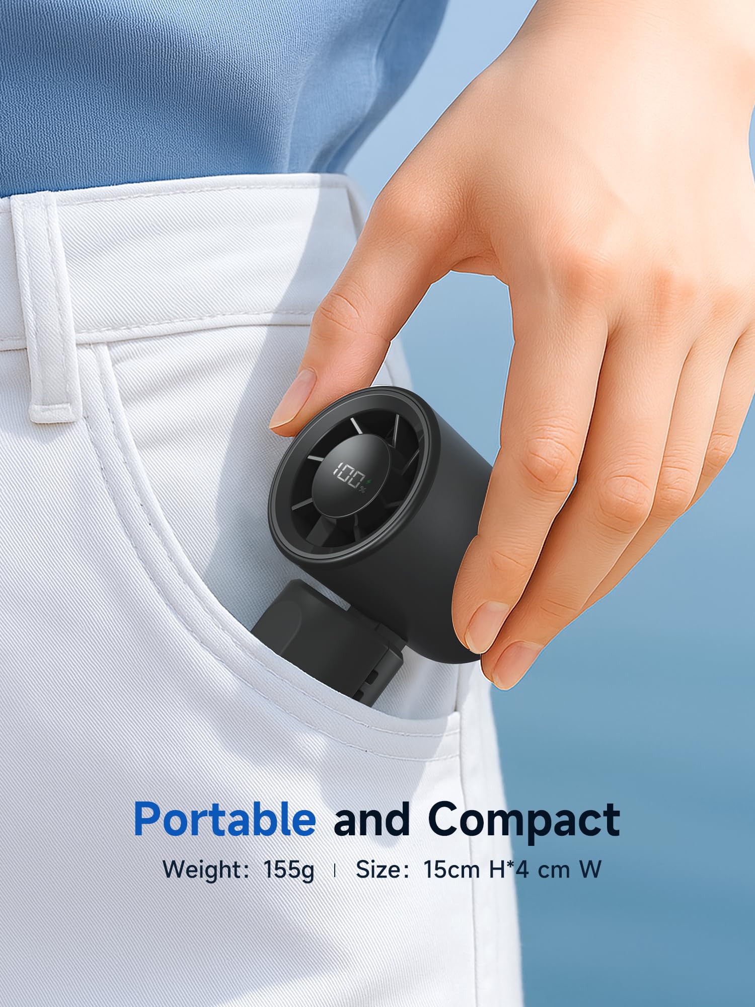 3-in-1 personal fan with foldable design, 120° rotation, and 5 adjustable wind speeds Koospark