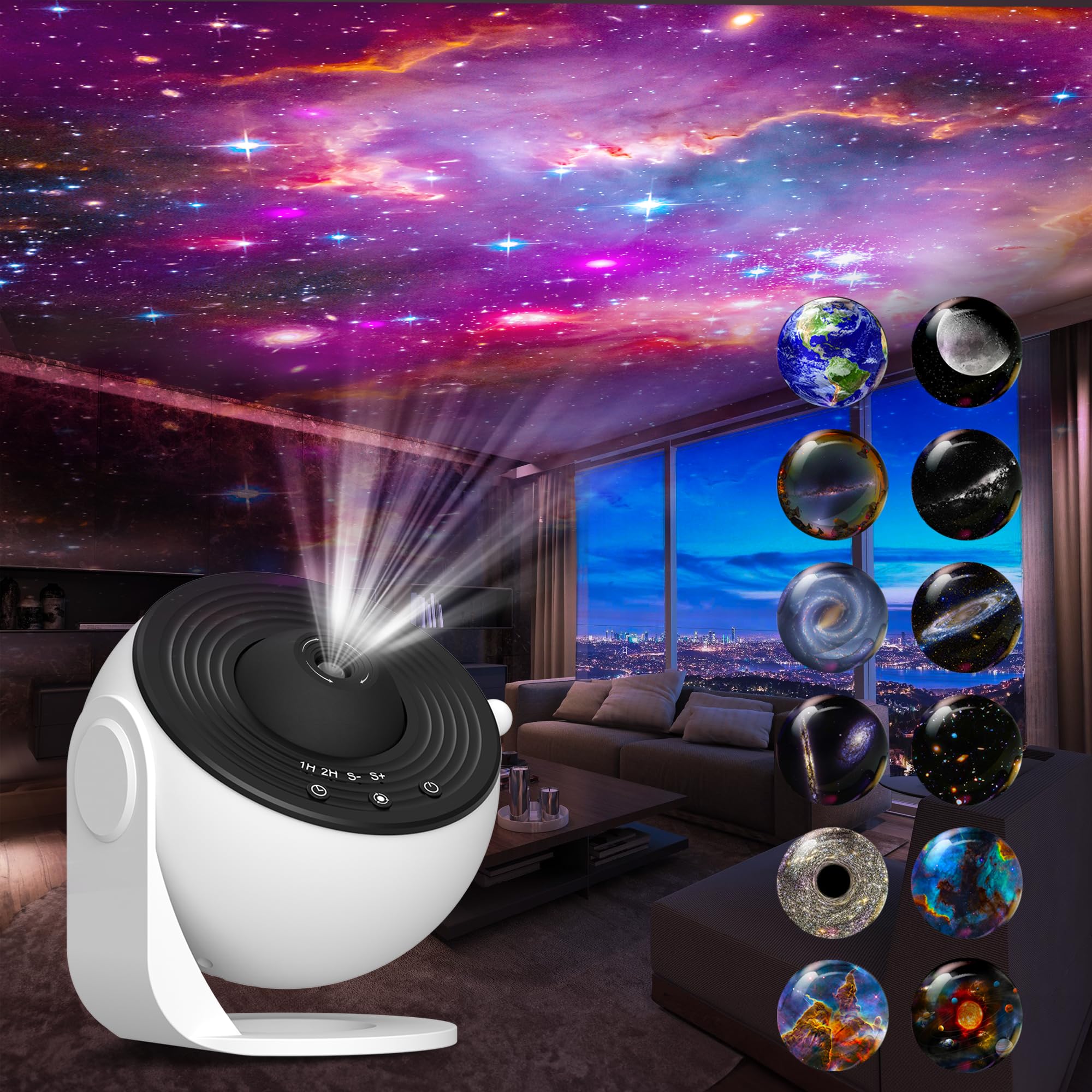 Xeefeel Galaxy Projector For Bedroom, 13 In 1 Hd Star Projector Galaxy Light, 360° Rotating Planetarium Projectors With Timer And Simple 3 Button Control For Kids, Ceiling, , Room Decor