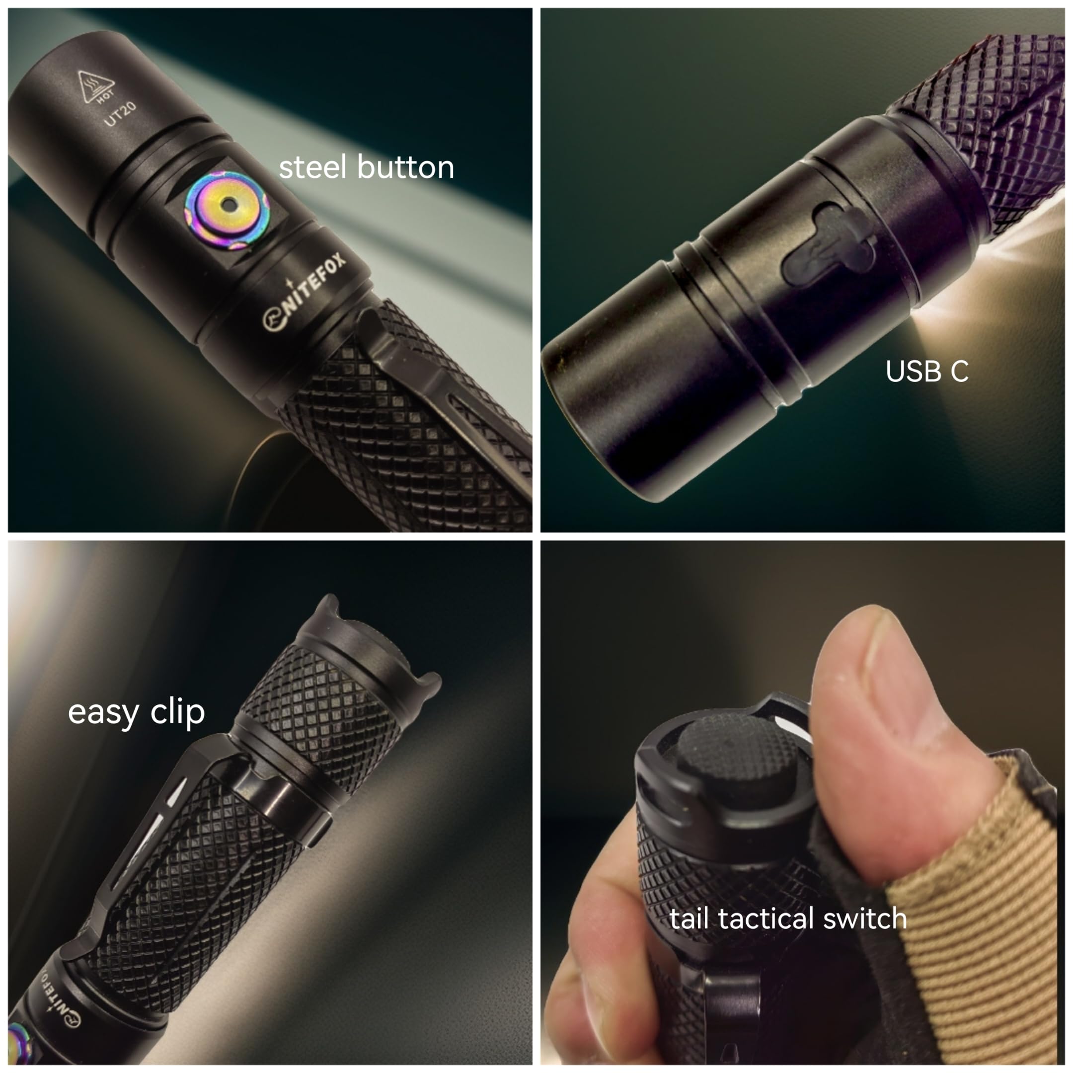 Nitefox Rechargeable Led Flashlight Bright Pocket Flashlight 1500Lm Handheld Flashlight Waterproof For Everyday Carry Indoor/Outdoor Hiking,Camping,Security,Emergency...(Ut20)
