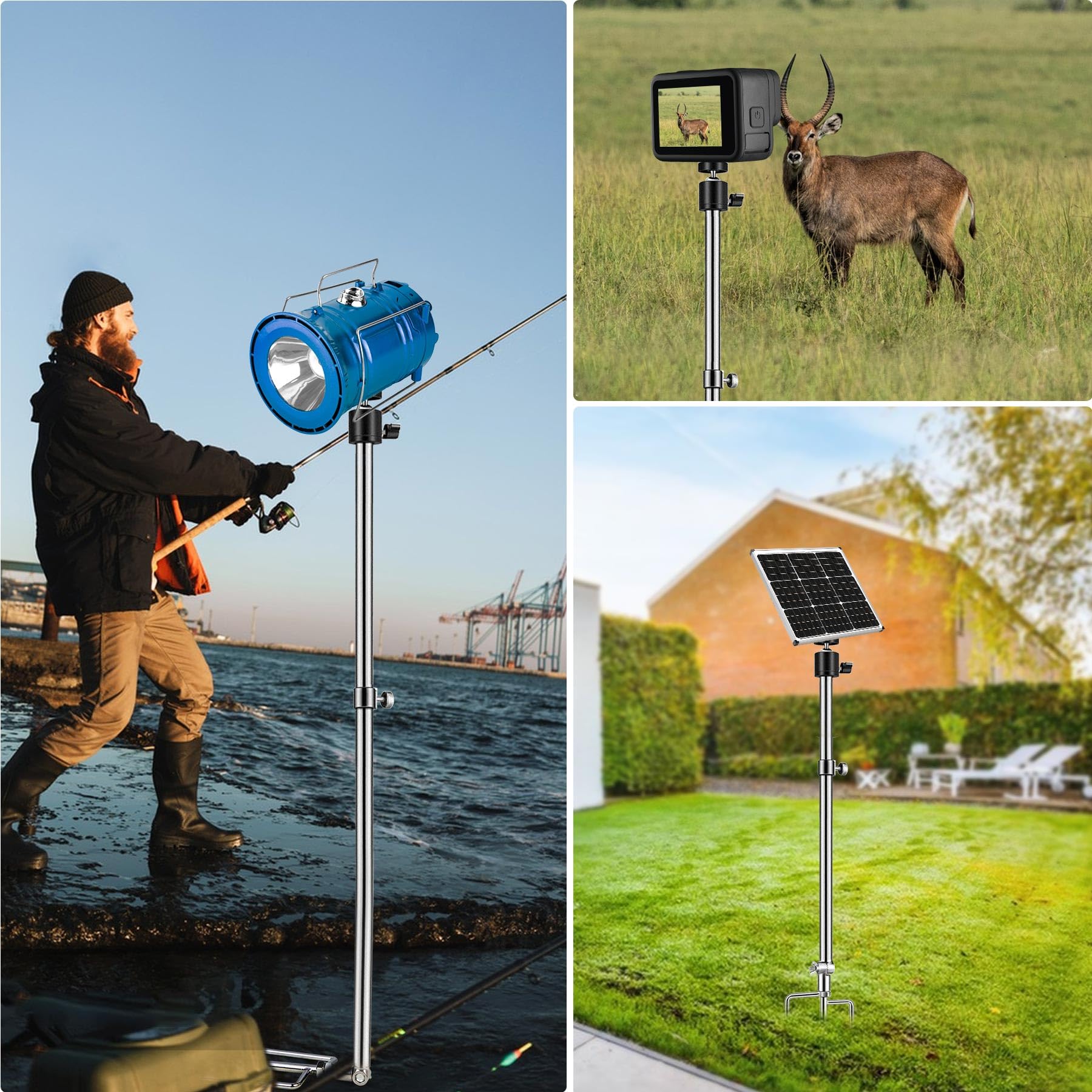 Xeerrfan Trail Camera Mount, Game Camera Stand Mount, Foldable Stainless Steel Bracket 360° Adjustable Universal Ground Holder Post For Outdoor Hunting & Fishing (1 Pcs)