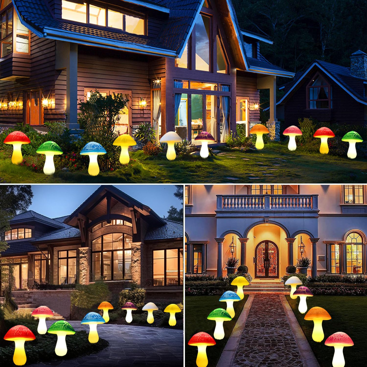 Viewpick Solar Garden Decor - 8 Crack Mushroom Outdoor Decor Stake Lights, Waterproof Solar Pathway Lights, Gardening  For Garden Gnomes, Backyard Flower Bed & Christmas Decorations