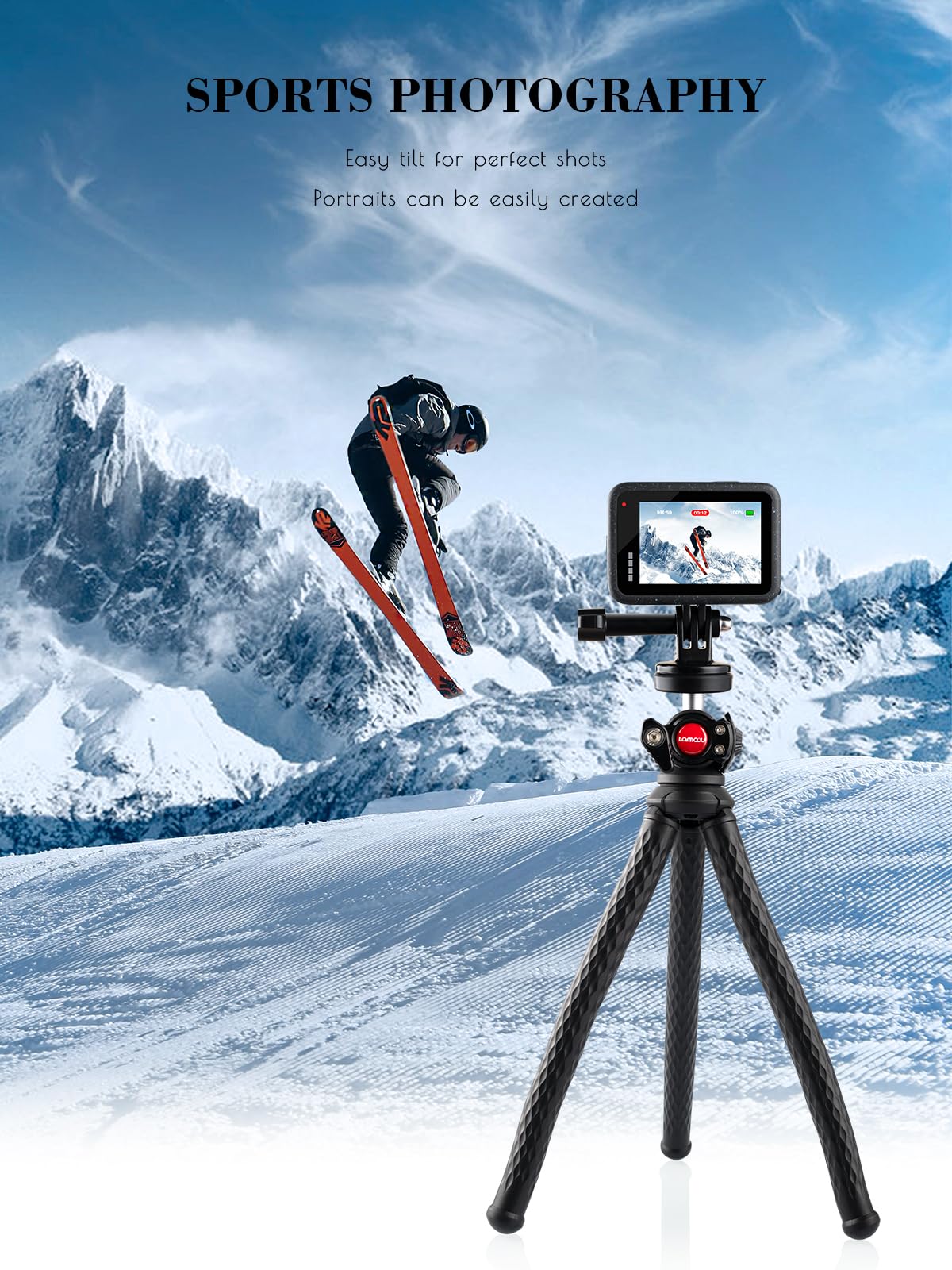 Lammcou Flexible Action Camera Tripod For Gopro Hero 11 10 9 8 Insta360, Bendable Small Mini Action Camera Gorrila Tripod - Perfect For Travel And Adventure