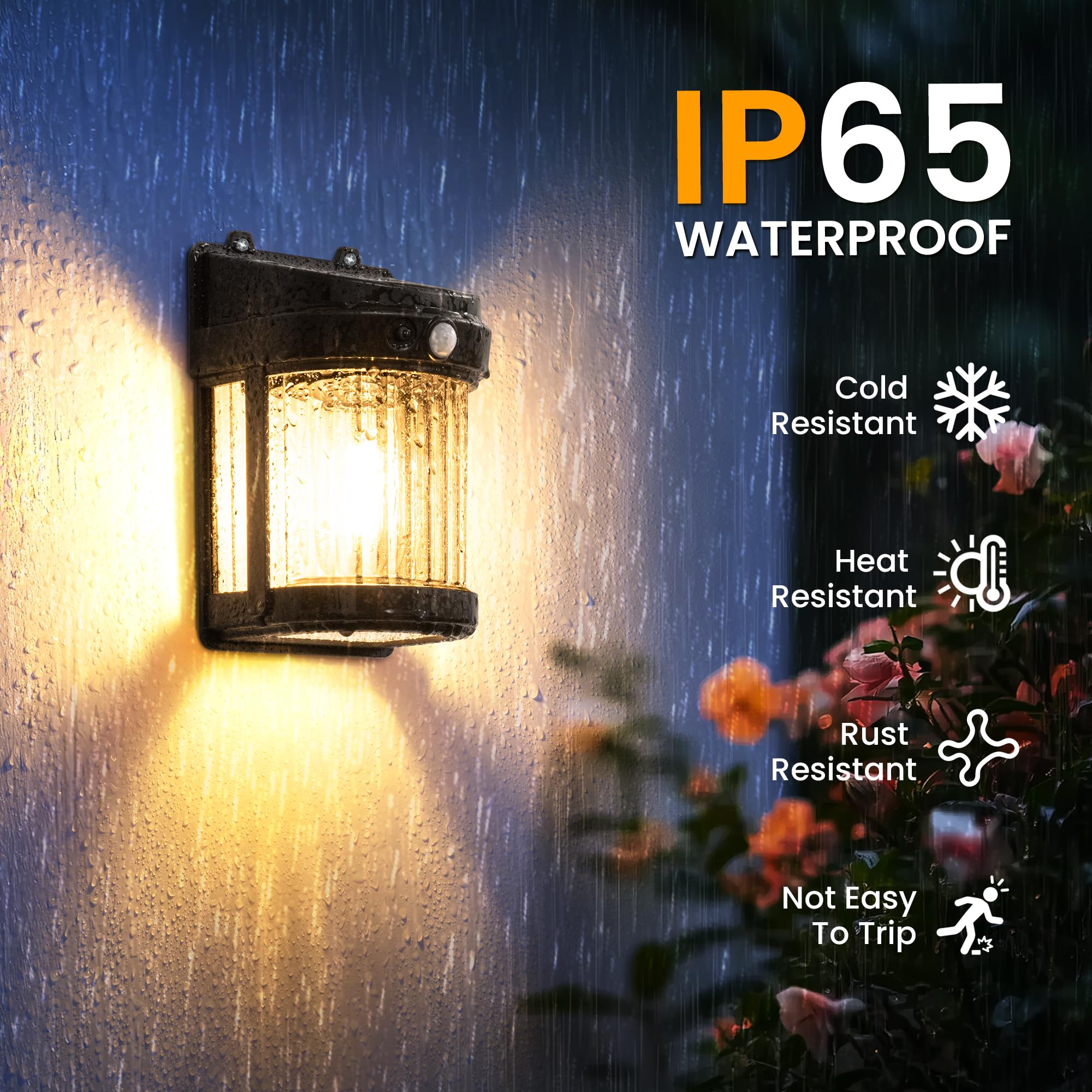 Pevoros Porch Lights, 2 Pack Wall Solar Lights Outdoor, Solar Motion With 3 Modes For Shed Patio Front Door Garage Fence (6X3.6X2.2 Inch)