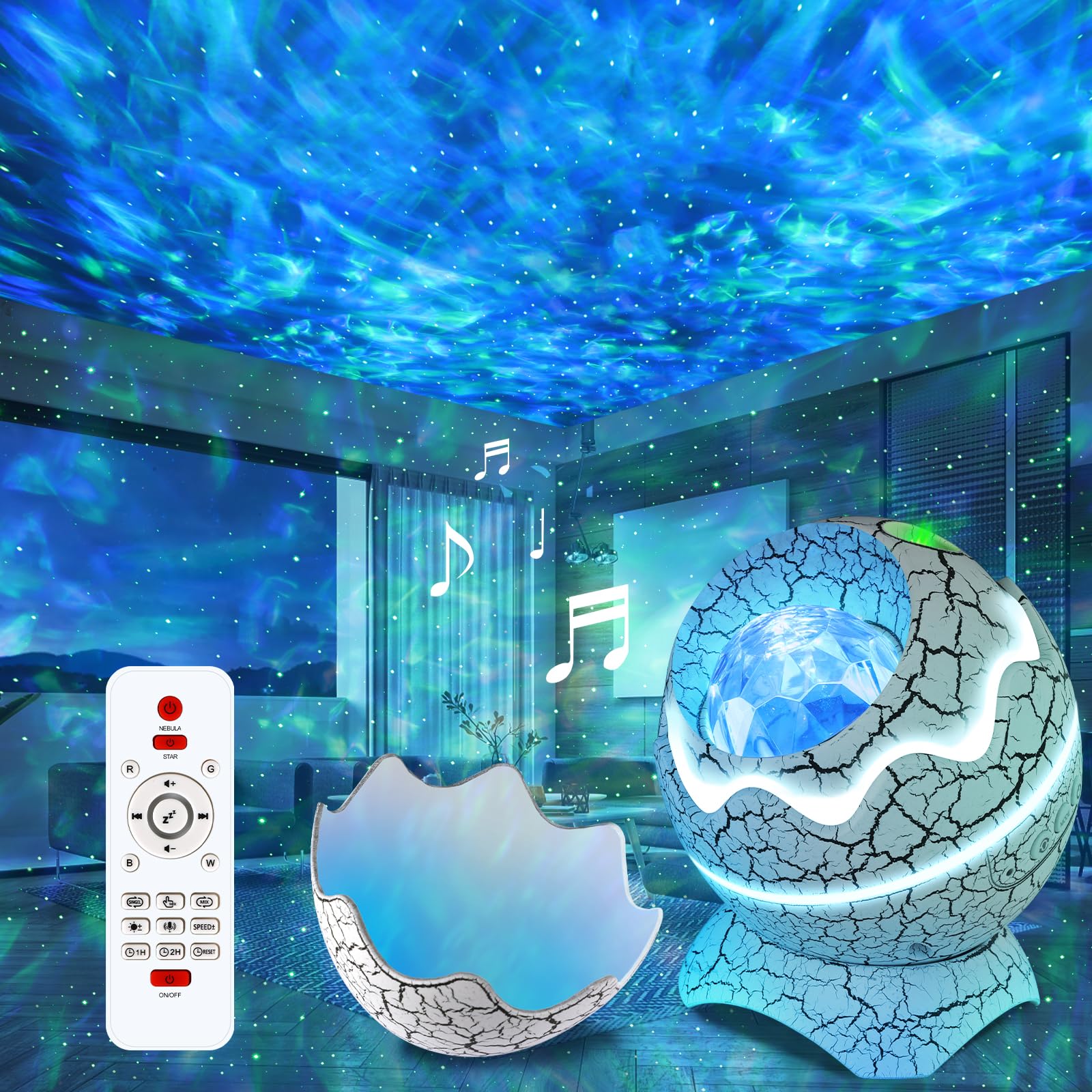 Xikec Star Projector Galaxy Light With 19 White Noises, Let Me Peaceful And Relaxing, Galaxy Projector Night Lights For Kids Bedroom/Gaming Room Home Decor