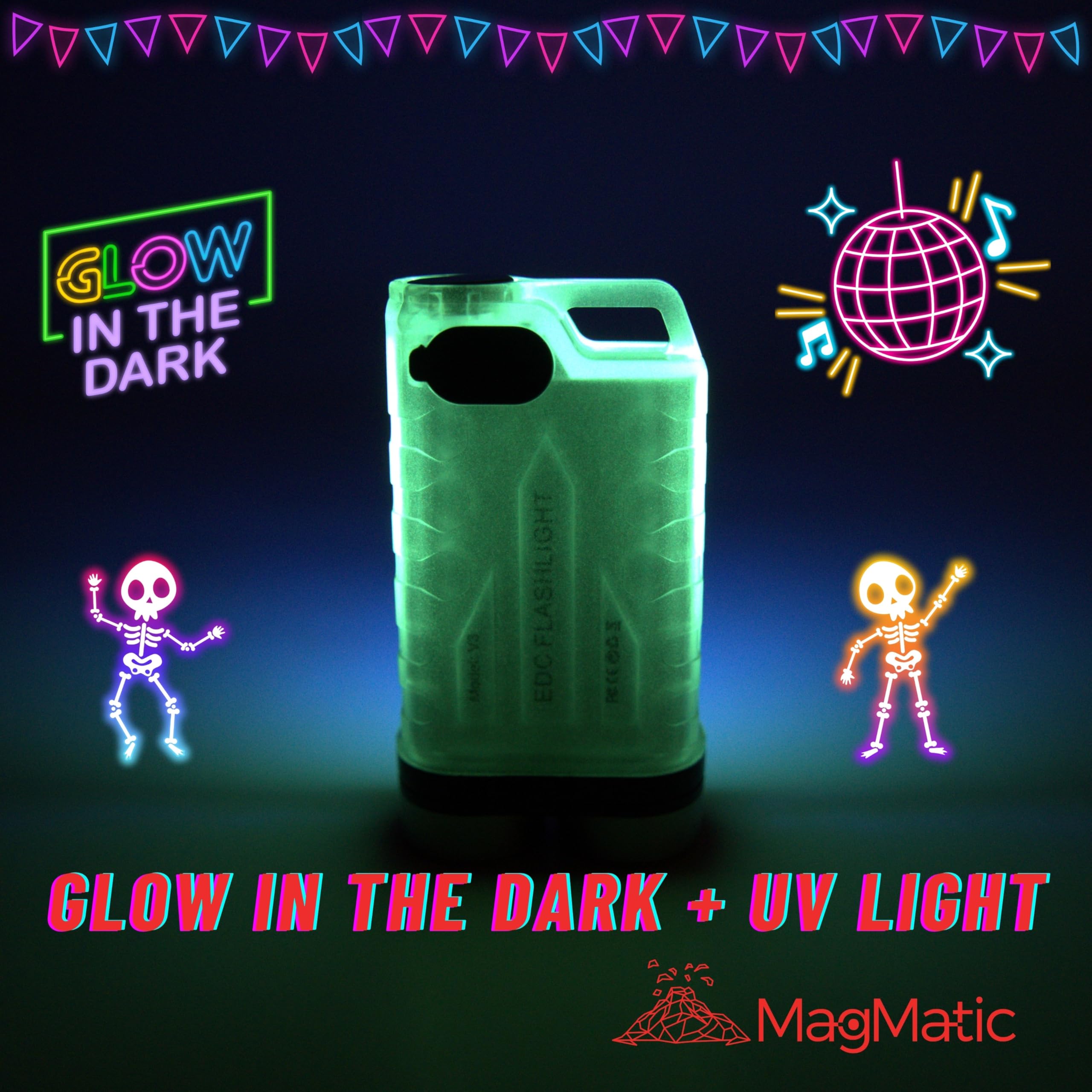 Magmatic Diamond Ore Keychain Flashlight - 900 Lumens, Rechargeable Mini Flashlight For Kids Glow In The Dark Blacklight Weatherproof Edc Gear For Camping. Convient As A Keychain Light