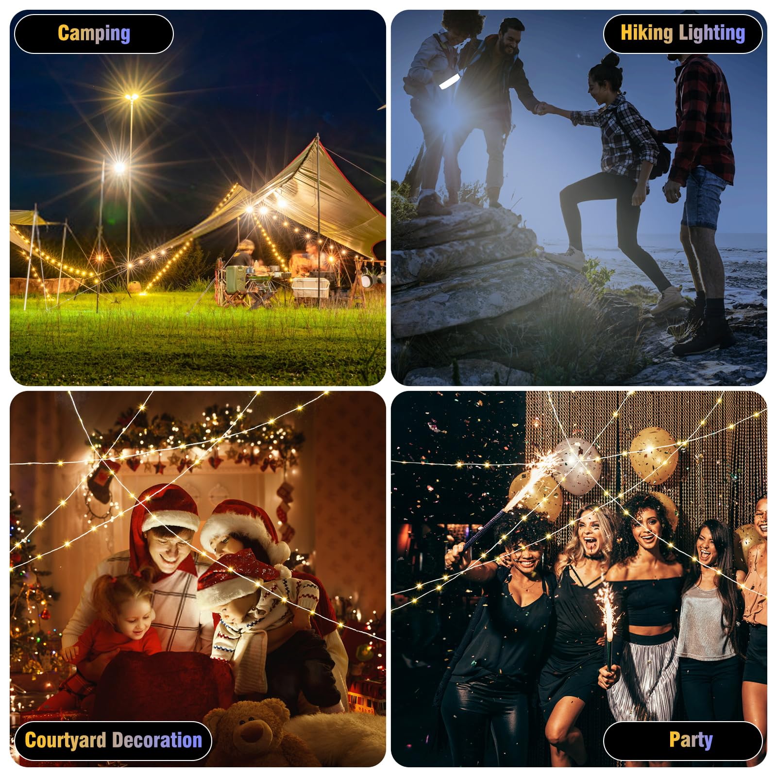 Liforemi 2 Pack Camping String Light - Waterproof Led Hanging Lights For Outdoor Decor In Tents, Awning, Garden & Festivals, Camping Essentials (32.8Ft)