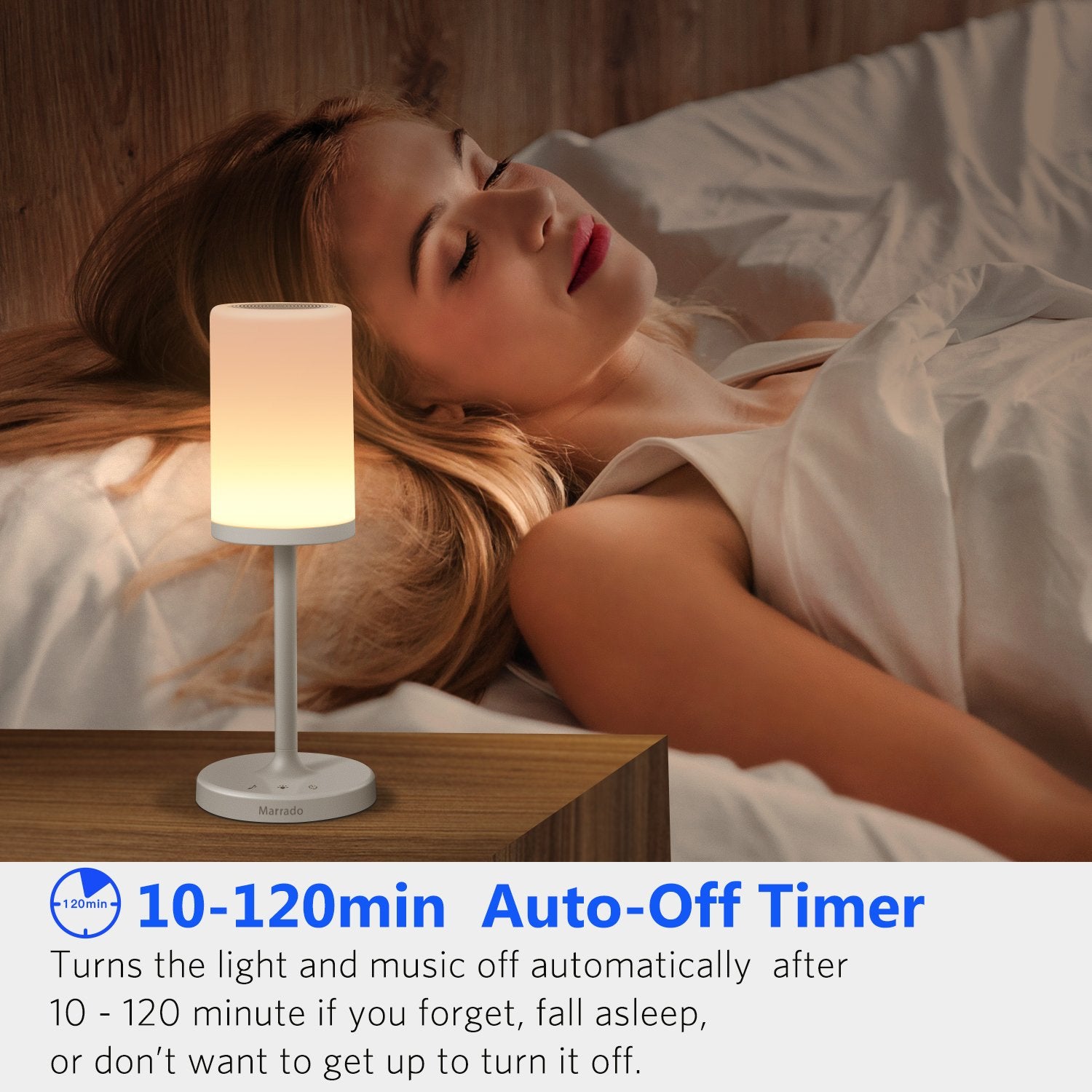 Xianghongyian Marrado Bluetooth Speakers + Bedside Lamp, Night Light, Smart Touch Control Table Lamp For Bedroom Living Room, Portable Rechargeable Led Desk Lamp, Dimmable Warm White & Color Changing