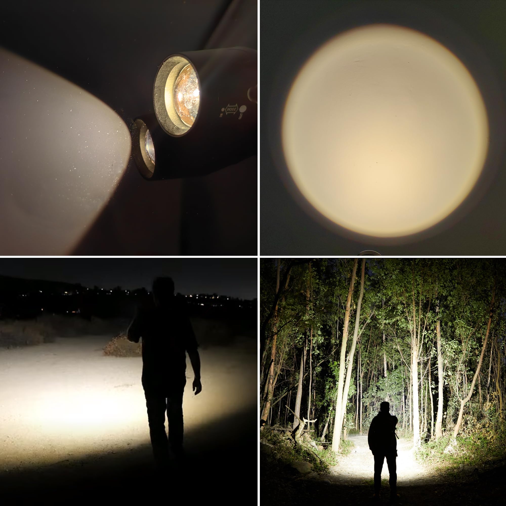 Fadomall Warm Light Led Flashlight Single Mode Zoomable Flashlights For Sleep Aid, Dog Walking, Reading, Night Vision, 2 Pack