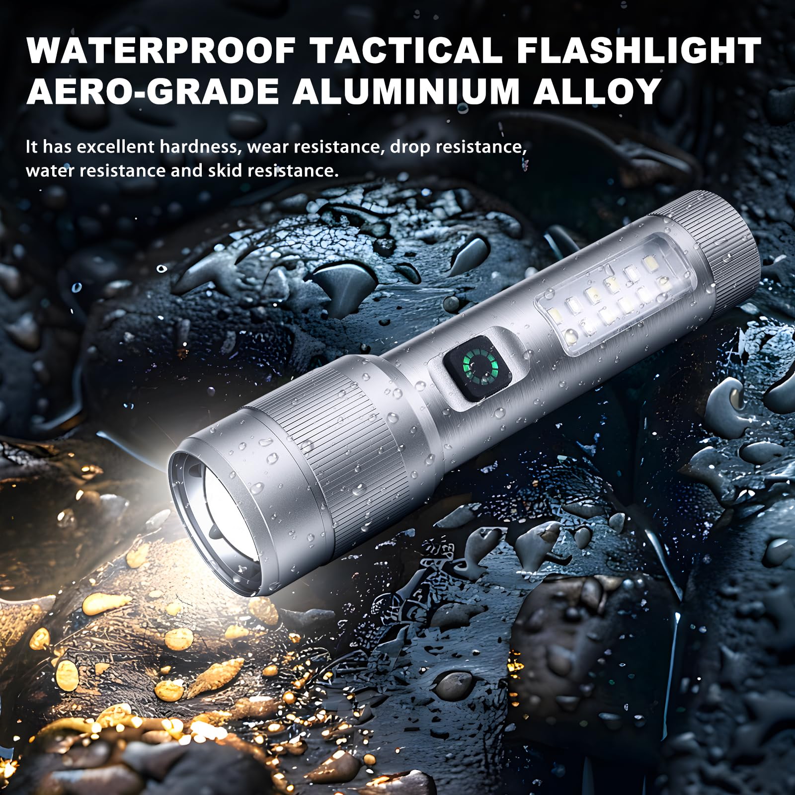 Ciwuzxs Flashlight High Lumens Rechargeable, 5000 Lumen Super Bright Led Flashlights, Tactical Flashlight With Cob Sidelight, Waterproof, Zoomable For Camping, Emergency (1)