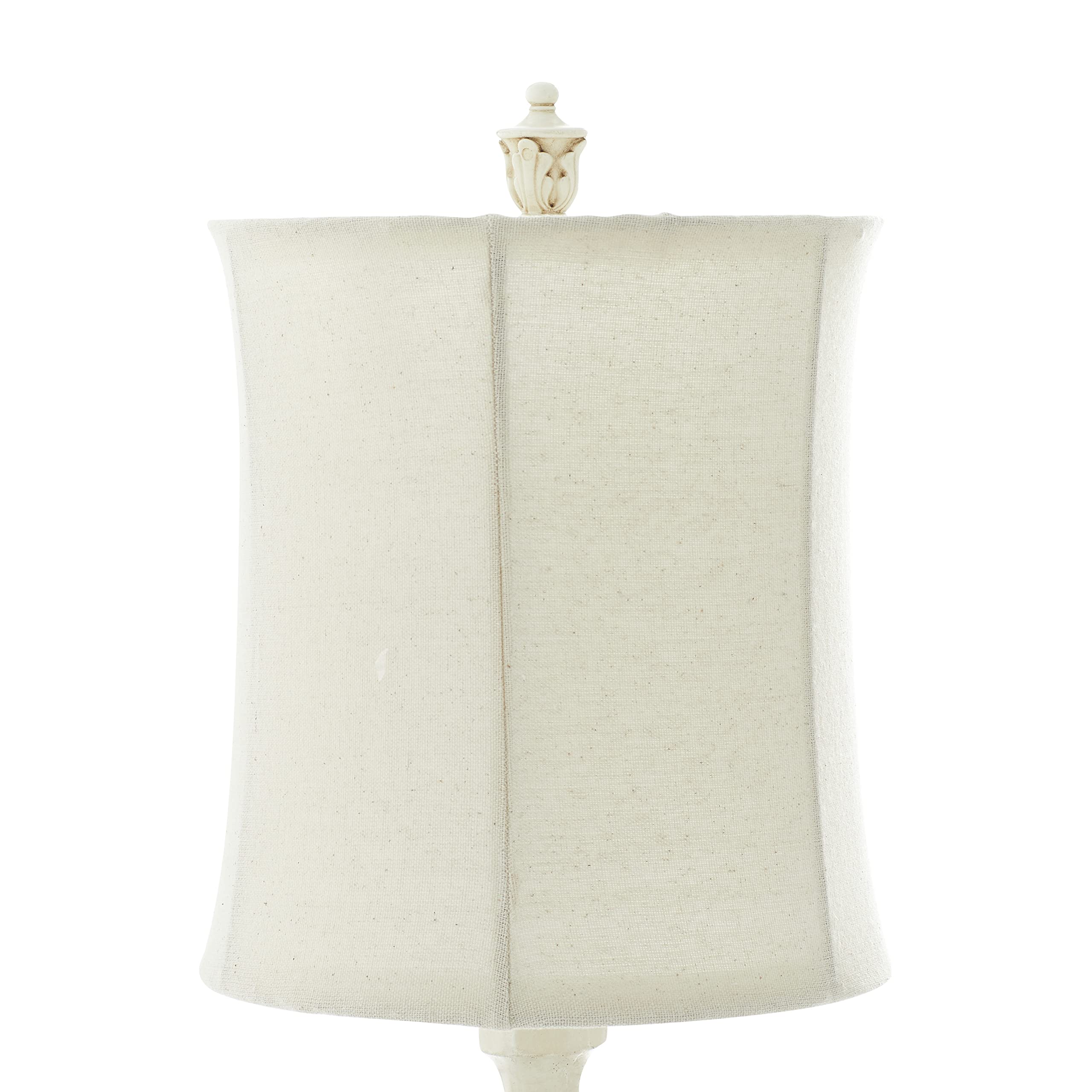 Deco 79 Polystone Room Buffet Lamp Antique Style Table Lamp With Drum Shade, Lamp 7" X 7" X 31", Cream