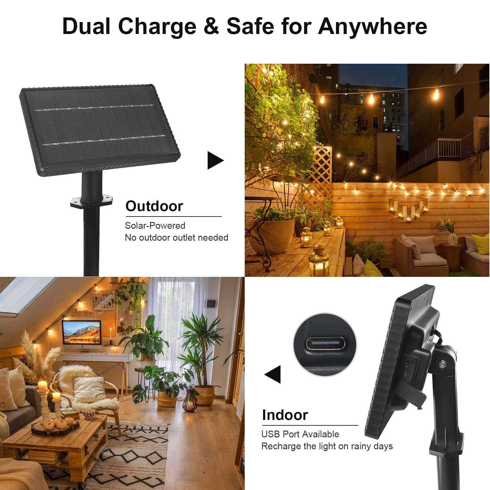 Rtty Solar String Lights Outdoor Waterpoof 50Ft With 25Pcs Dimmable Shatterproof St38 Vintage Bulb,Remote Solar Powered Bistro,Cafe & Patio Lights, Black, Cmrc-O251