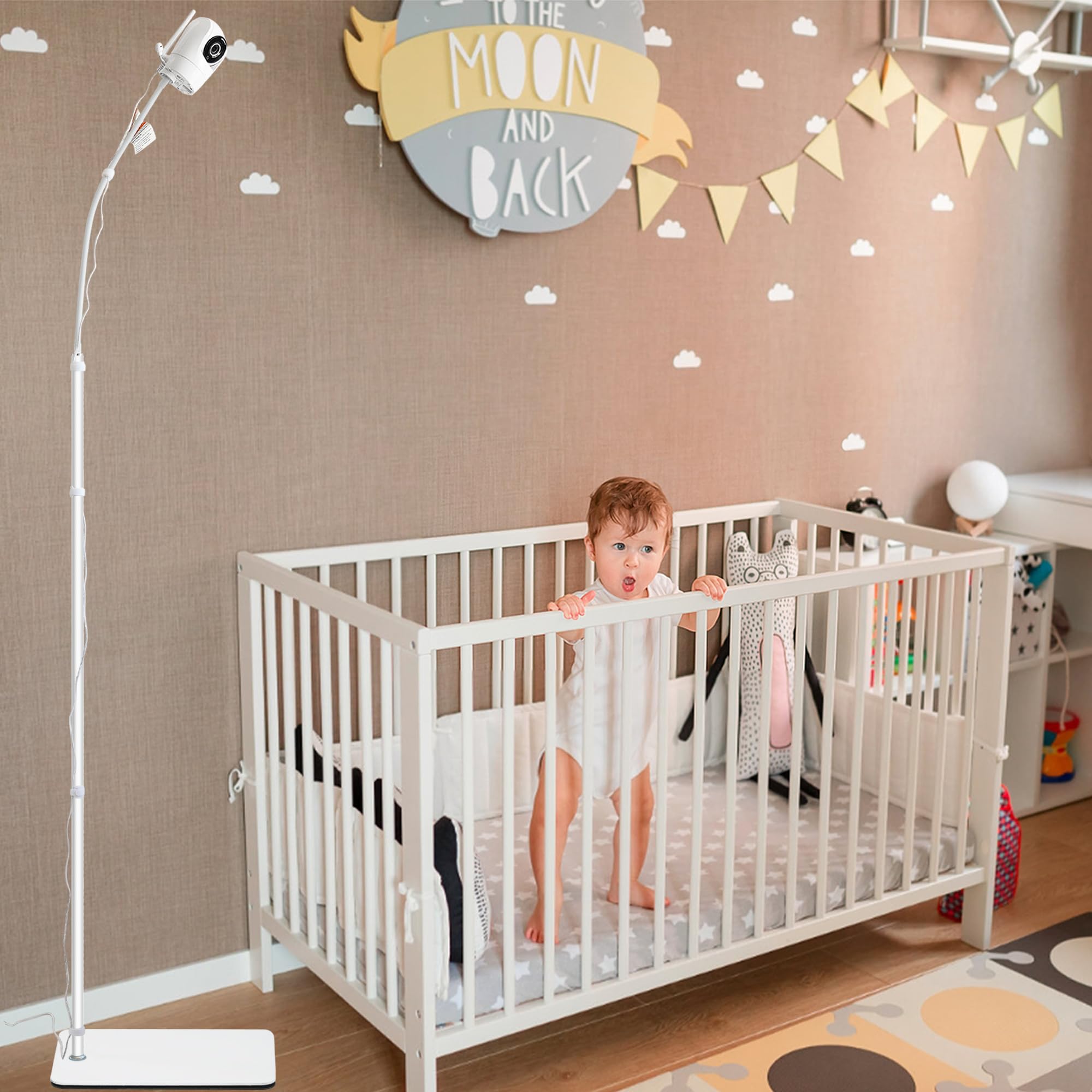 Haloera Universal Baby Monitor Floor Stand Holder For Vtech Vm901, Vm928Hd, Vm5463, Vm819, Vm919Hd Cameras, Stable Silent Base, Height Adjustable, Easy Assembly, No Tools Or Wall Damage