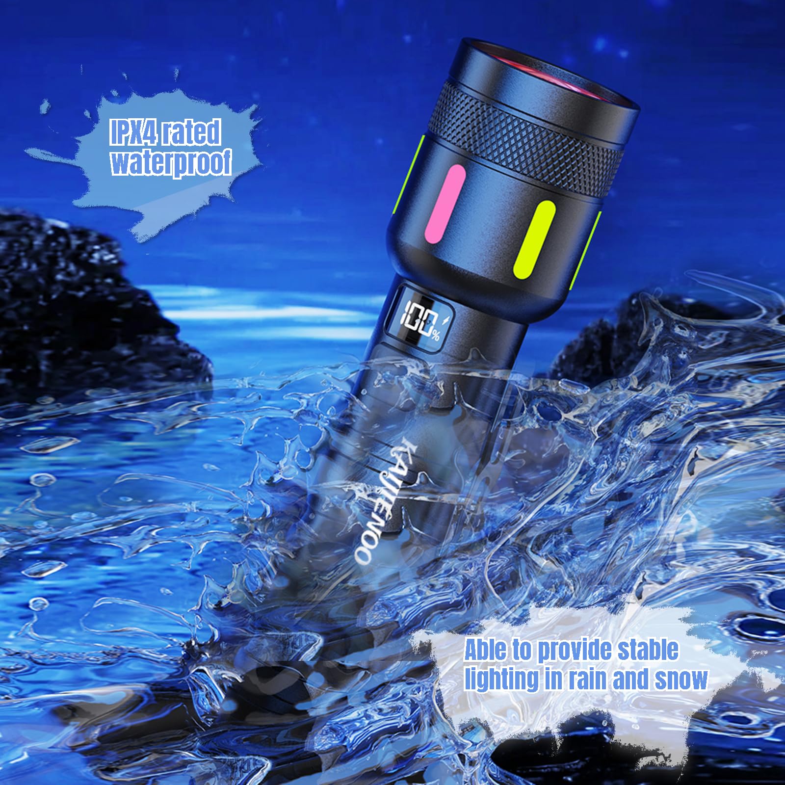 Kaijienoo Home Rechargeable Hand Flashlight,High Lumens,Zoomable,Ipx4 Waterproof,5 Modes,Usb&Type-C,Long Lasting Super Bright Small Led Flash Light,Ideal For Camping&Emergency&Adventures(Battery Included)