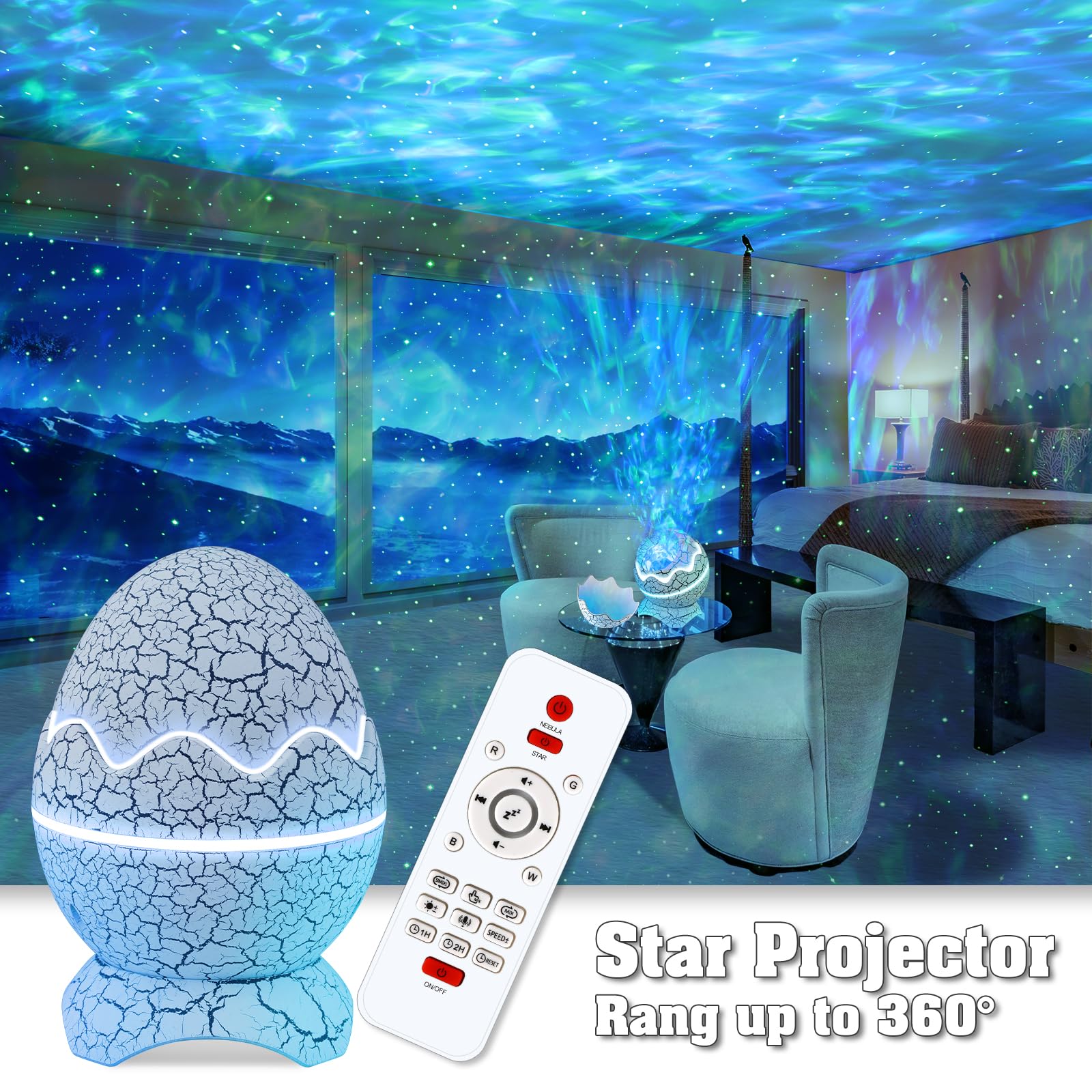 Xikec Star Projector Galaxy Light With 19 White Noises, Let Me Peaceful And Relaxing, Galaxy Projector Night Lights For Kids Bedroom/Gaming Room Home Decor