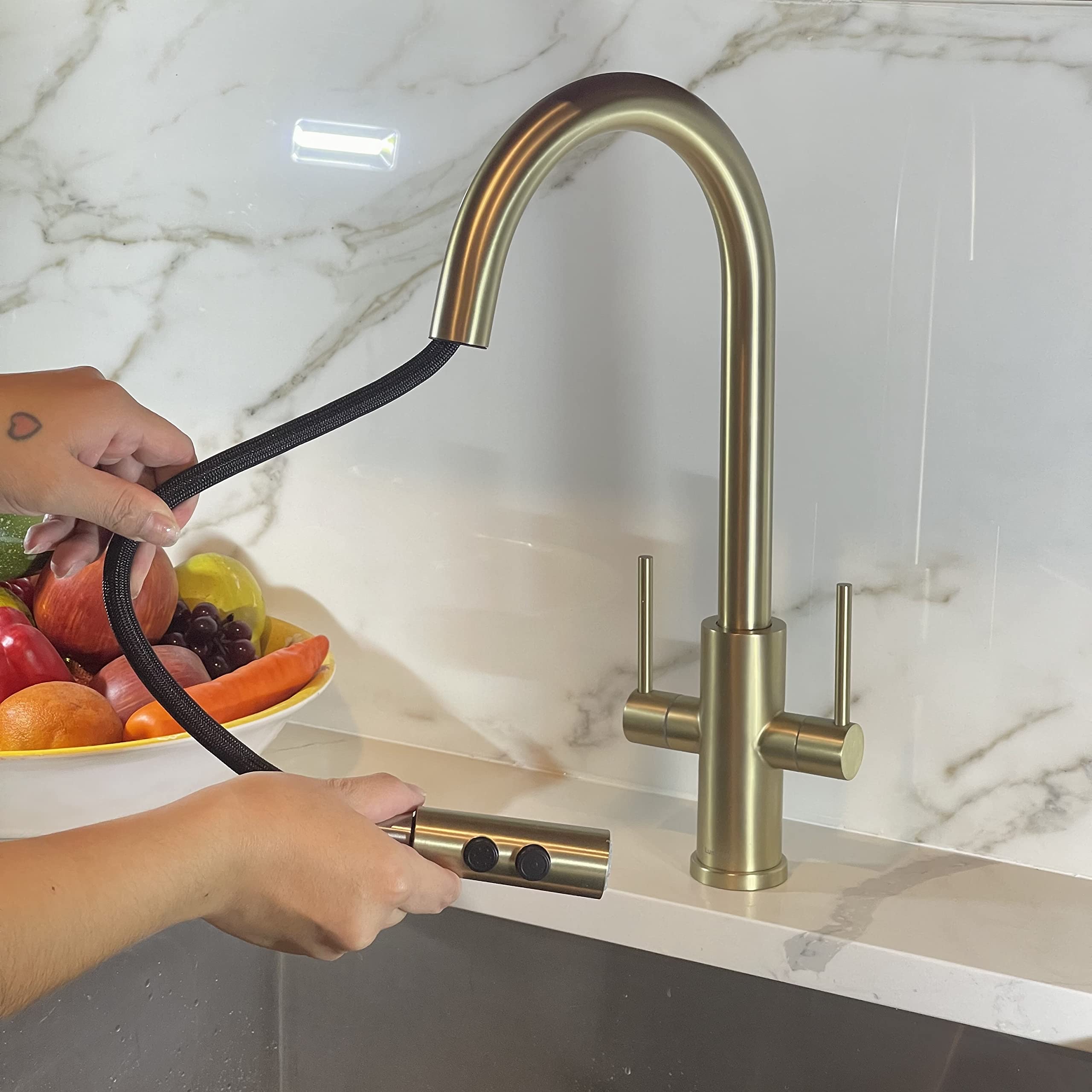 Luna&Muni Luna&Muni,Kitchen Faucet Matte Black,Kitchen Faucets,Kitchen Faucet With Pull Down Sprayer