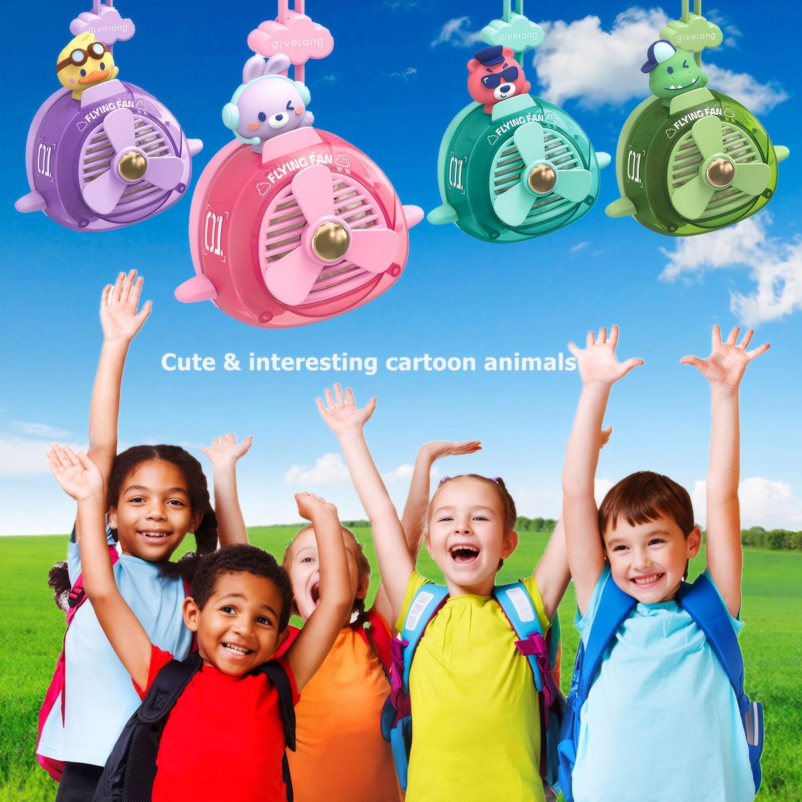 Kids Portable Neck Fan Cute,Handheld Mini Fan,Usb Rechargeable Personal Fan With Lanyard,Lightweight