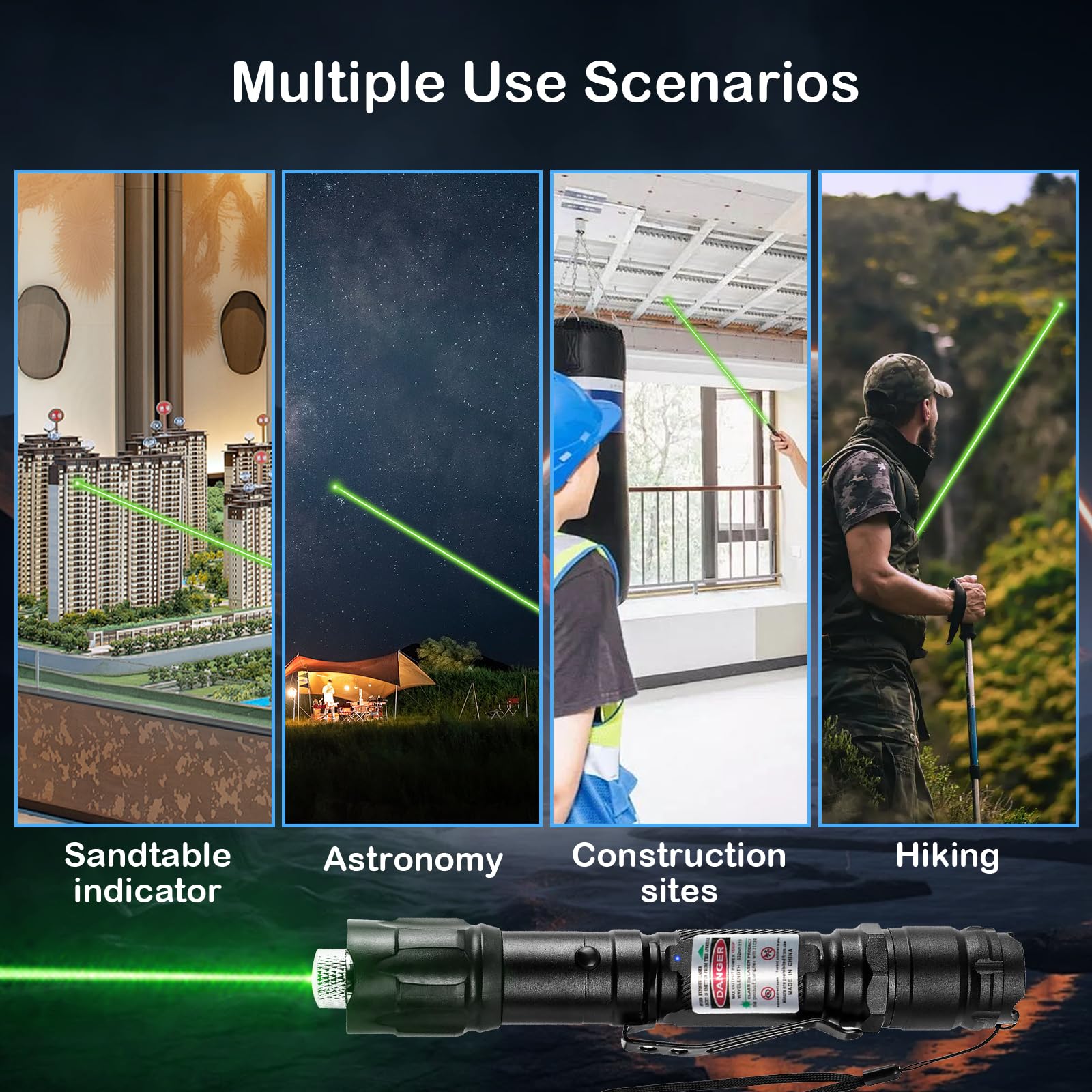 Leteapii [2 Packs] Green Light Handheld Flashlight Rechargeable, Long Range Adjustable Focus Utility Beam For Outdoor Journeys, Camping, Presentations, Tv/Led/Lcd Screens, And Stargazing