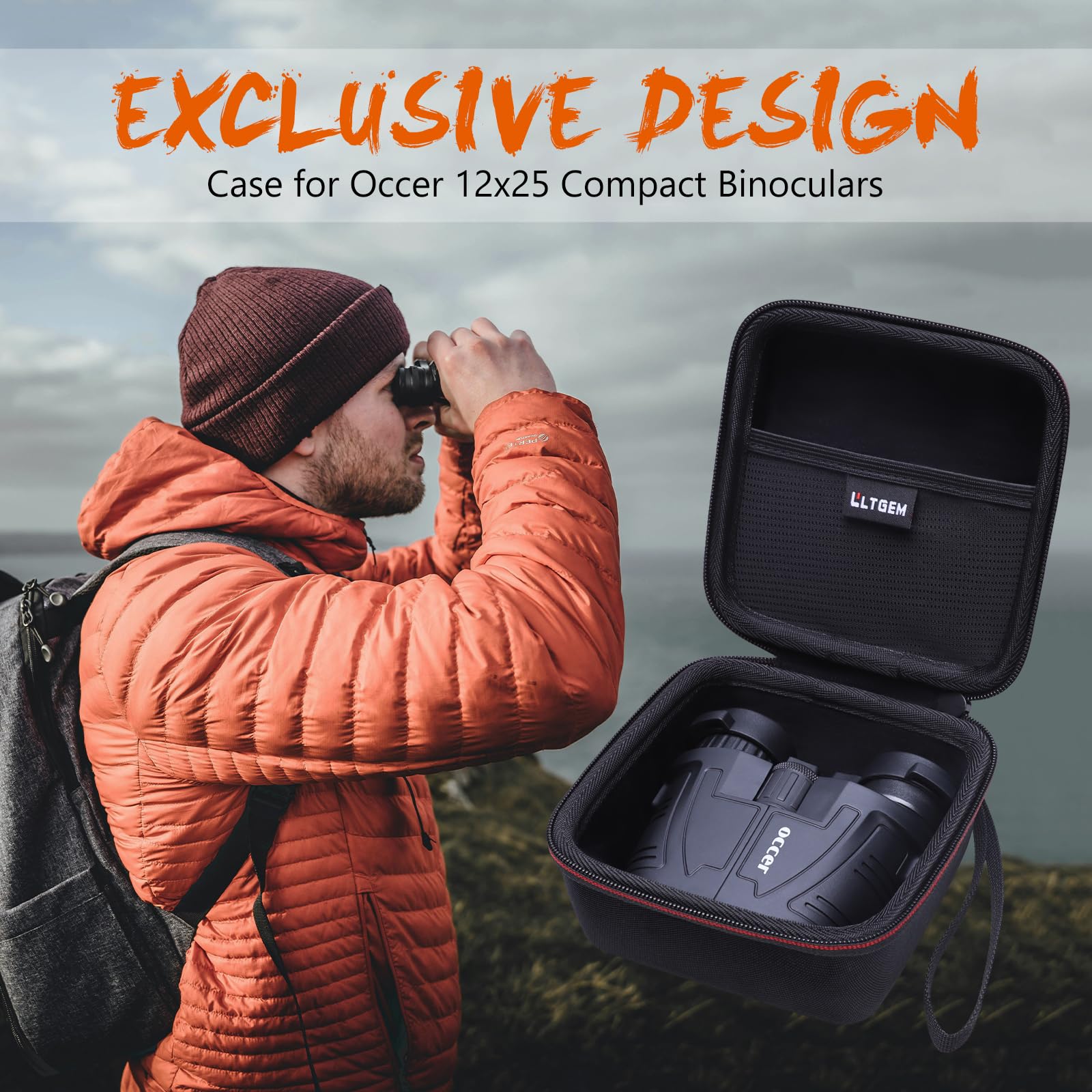 L Ltgem Ltgem Adults & Kids Binoculars Case - Compatible With Occer 12X25 & Aurosports 10X25 Compact Binoculars - High Powered Easy Focus (Case Only)