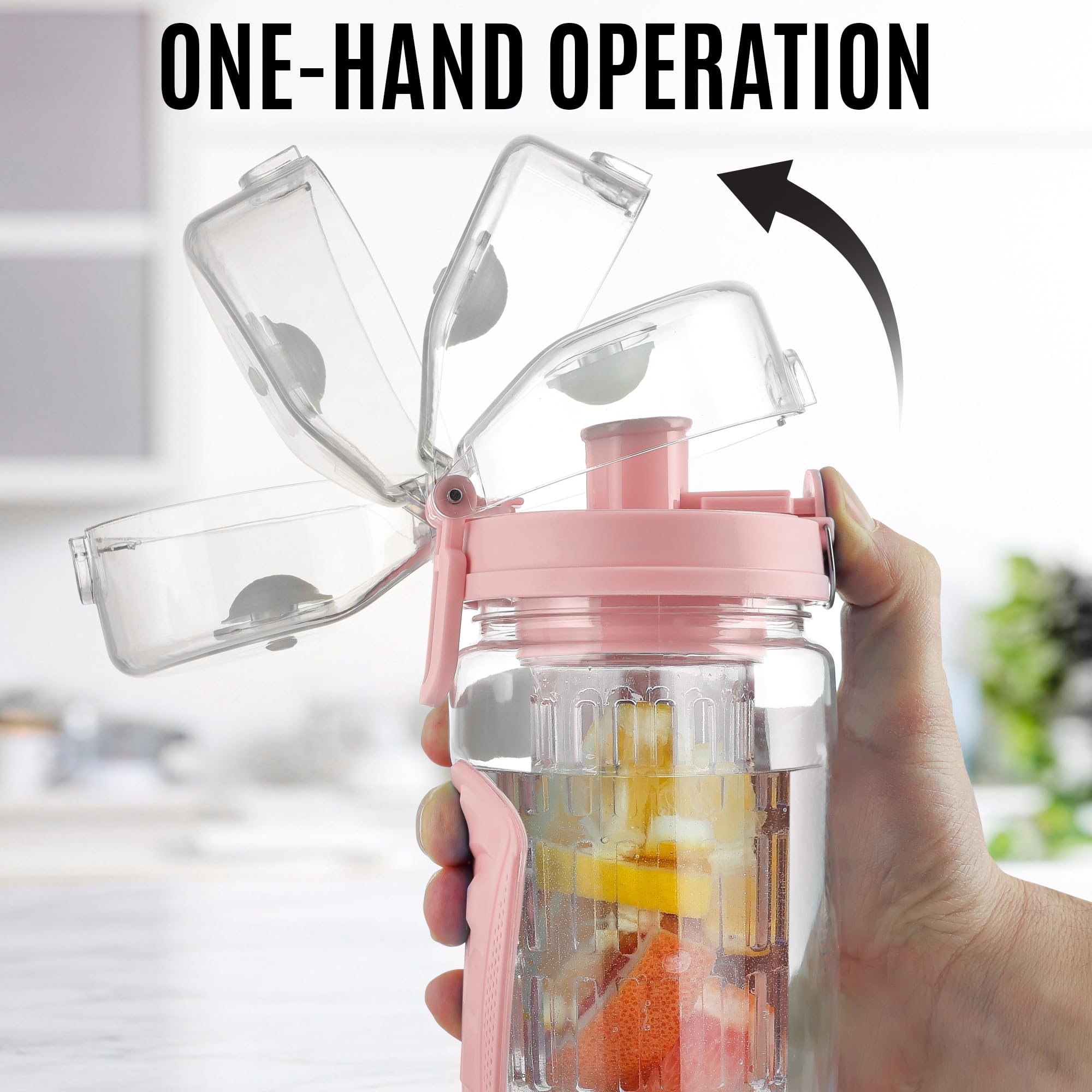 Zulay 34 Oz Large, Leakproof Fruit Infuser Water Bottle With Sleeve And Anti-Slip Grip - Men