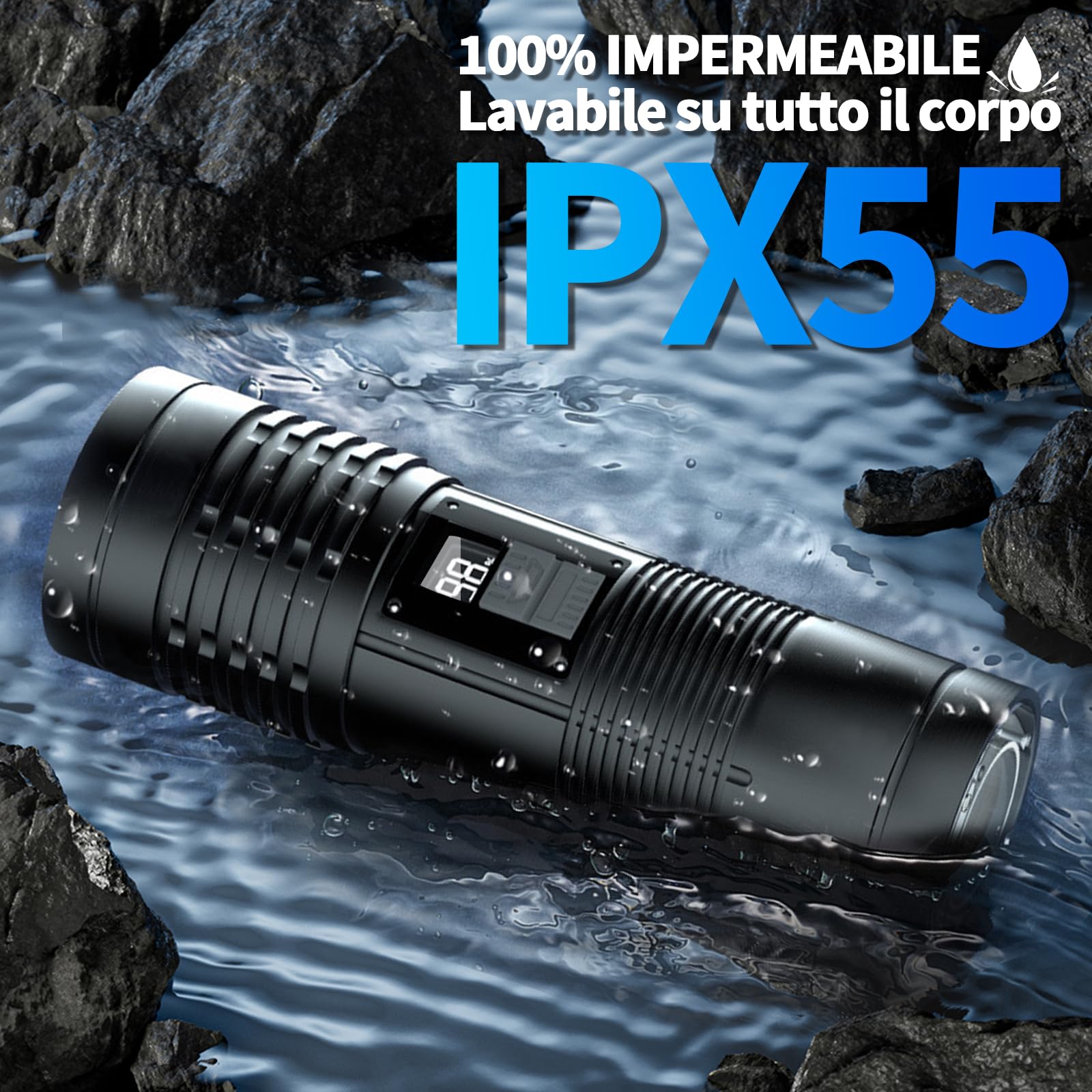 Ruisiya Led Flashlight-Rechargeable Camping Flashlights High Lumens , Bright 2000 Lumens Utility Flashlights With 8 Modes, Waterproof Zoomable Flash Light For Outdoor, Emergencies, Camping Essentials Gear