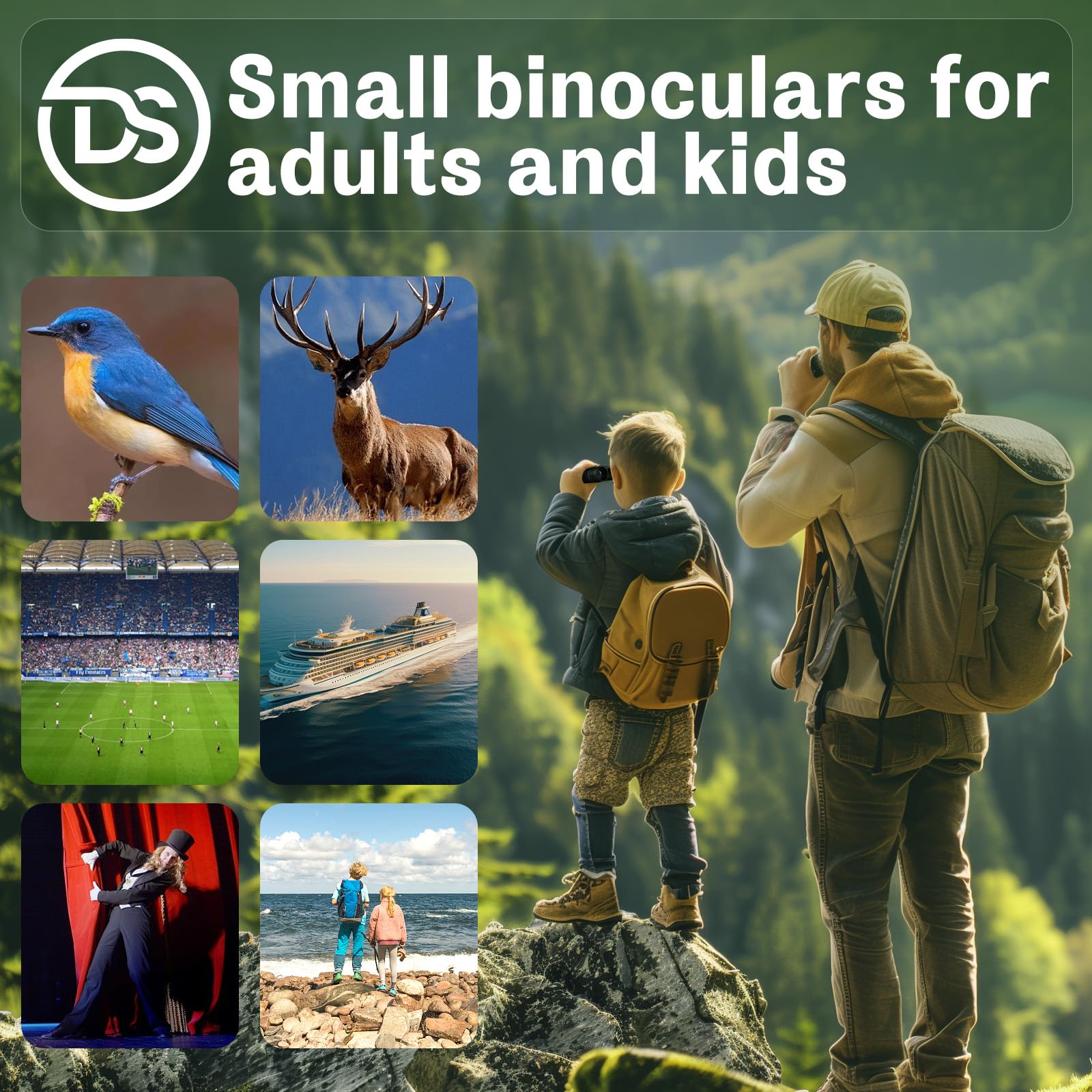 Deesoo 20X25 Binoculars For Adults High Powered - Compact Binoculars For Adults And Kids - Easy Focus For Bird Watching Cruise Travel Concerts Hiking