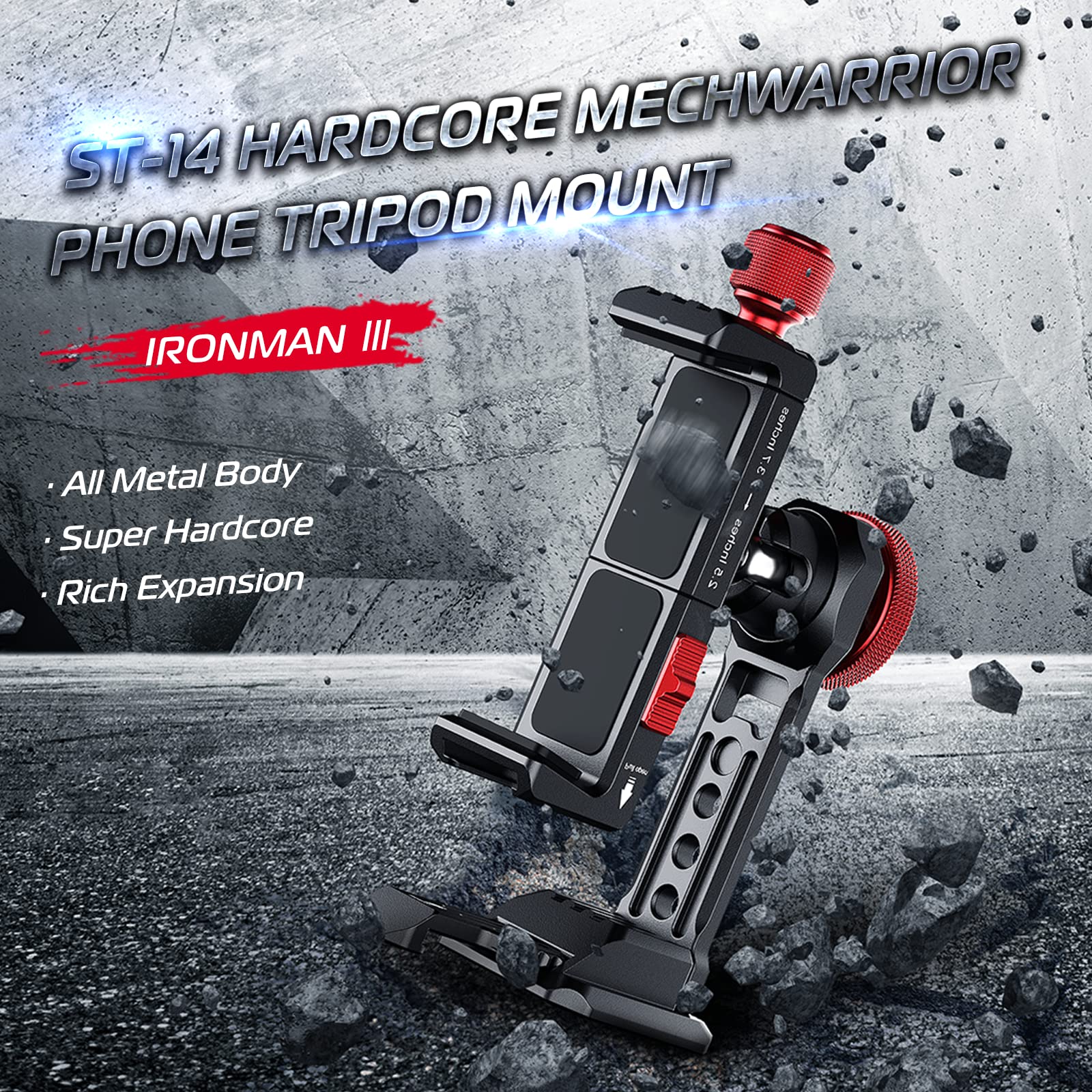 Ulanzi St-14 Phone Tripod Mount, Phone Holder For Tripod Aluminum, 360° Smartphone Tripod Mount W Cold Shoe, Adapter For Iphone 16, 15, 14, 13, 12, 11, Max, Pro, X, Xr, Xs, 6, 7 Plus