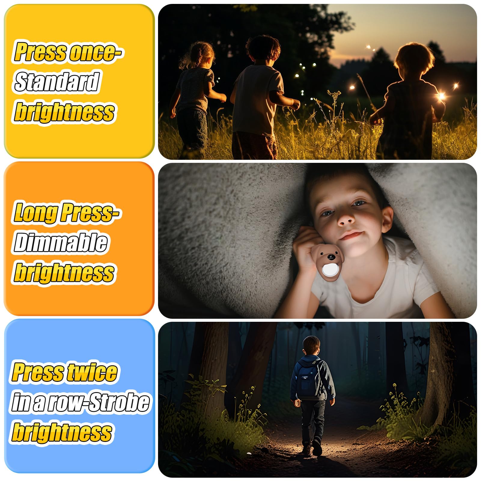 Tepreswes Kids Flashlight Rechargeable For Boys & Girls, Kids Toys For Boys, Toddler Animal Flashlights For Kid, Fun Lightweight Led Flashlight For Camping & Outdoor Adventures, Birthday , 1 Pack-Dog