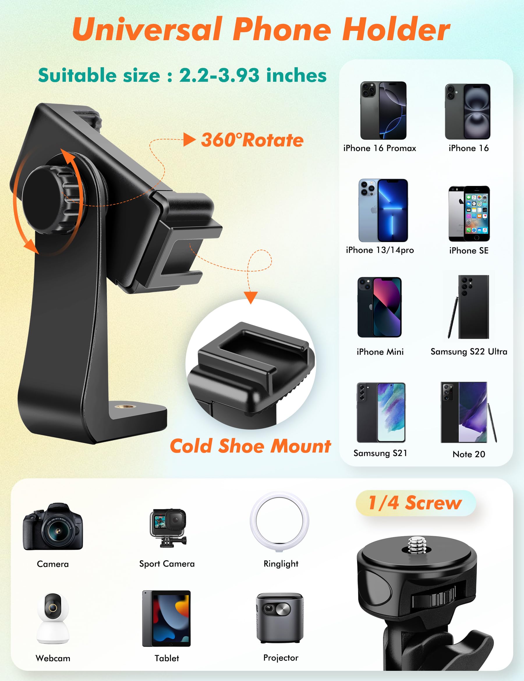 Nineigh 71" Tripod For Iphone, Phone Tripod Selfie Stick With Remote, Cell Phone Tripods & Tall Travel Tripods For Recording Video Selfies Photo, Compatible With Iphone 16 15 14 Pro Max 13 Android